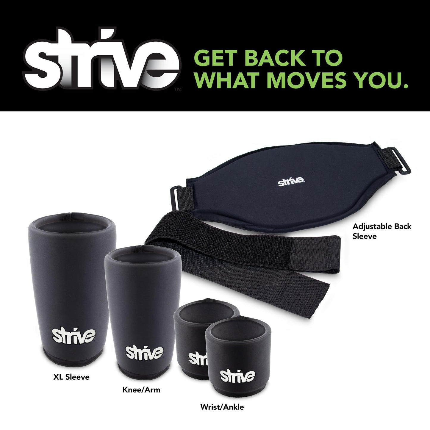 Strive Hot and Cold XL Sleeve, Hot & Cold Therapy Wrap for Soothing Relief and Support, Adjustable Compression for Comfortable Healing, Perfect for Elbow Pain and Muscle Recovery, Black