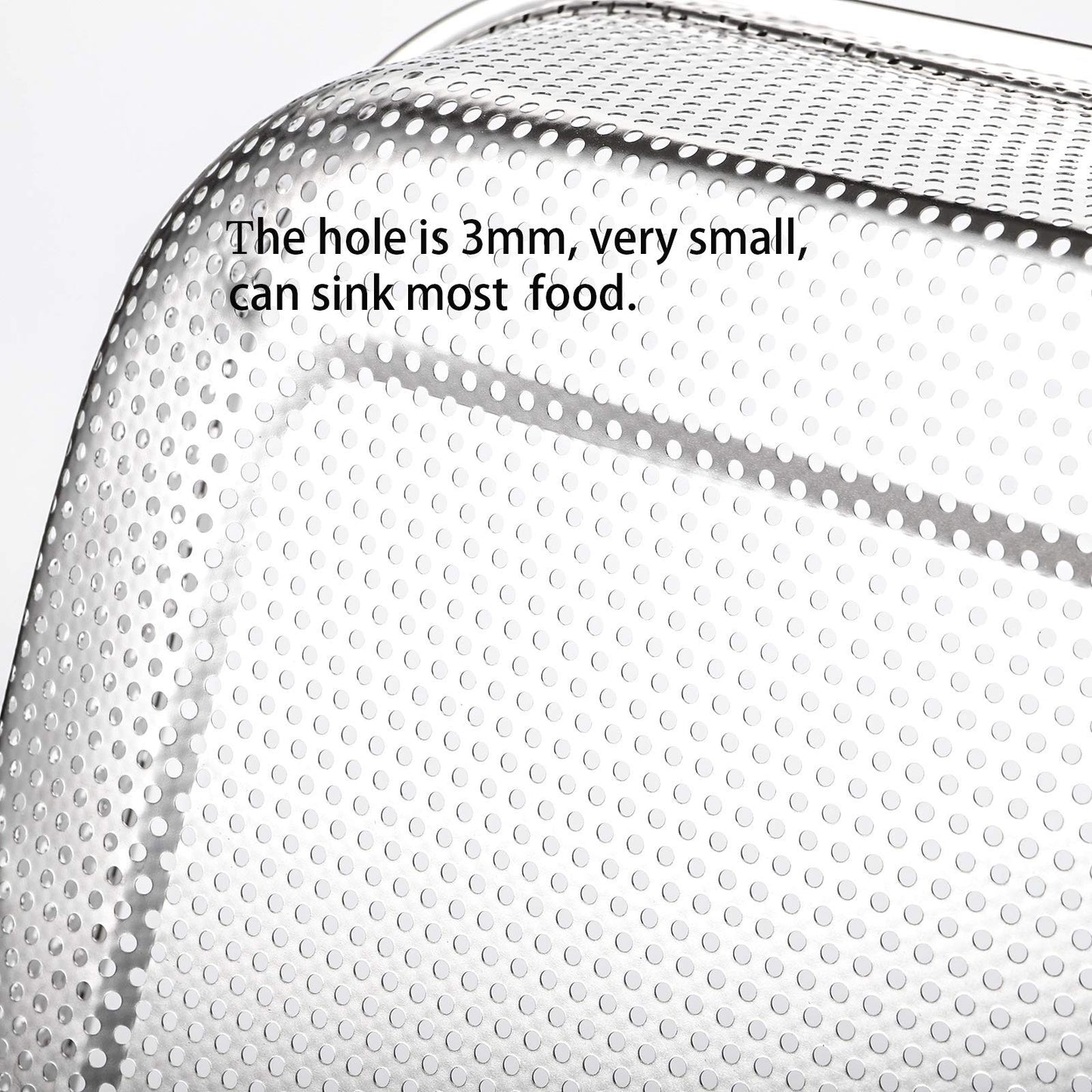 Cedilis 2 Pack Large Stainless Steel Colander Strainer, 6 Quart Mesh Vegetable Washing Basket, Rectangle Drainer Sink Basket for Vegetable Fruit Food (15" x 11" x 2.6")