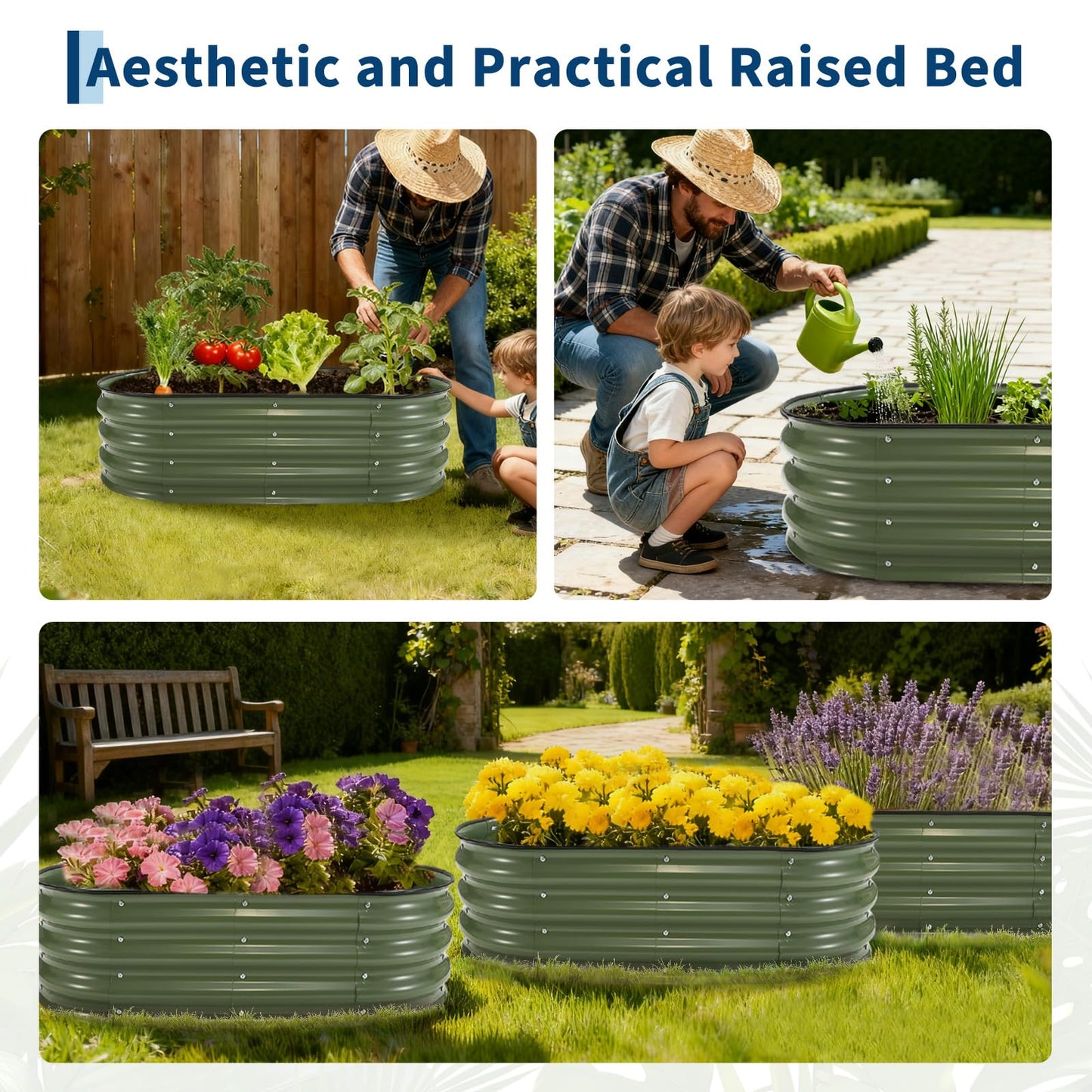 COZONY 6X3x2Ft (1 Pack) Galvanized Raised Garden Bed-Open Base Metal Planter Box for Outdoor Vegetables, Flowers & Herbs, Steel Garden Raised Bed Kits