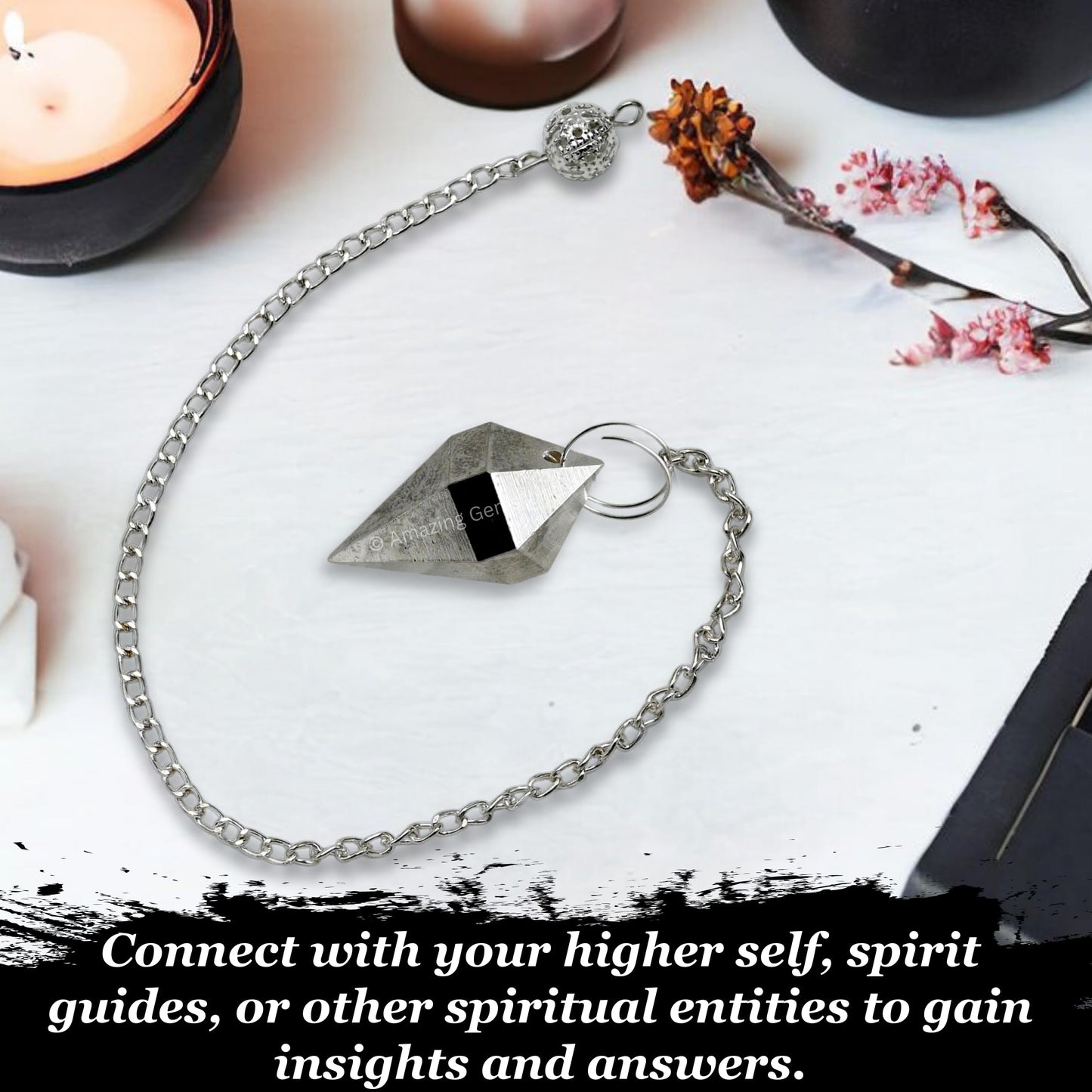 Amazing Gemstone Healing Metal Pendulums for Divination, Silver Double Point Cone Steel Copper Pendulum High Energy Pendulo de Bronce Pendulos de Mesa MP44