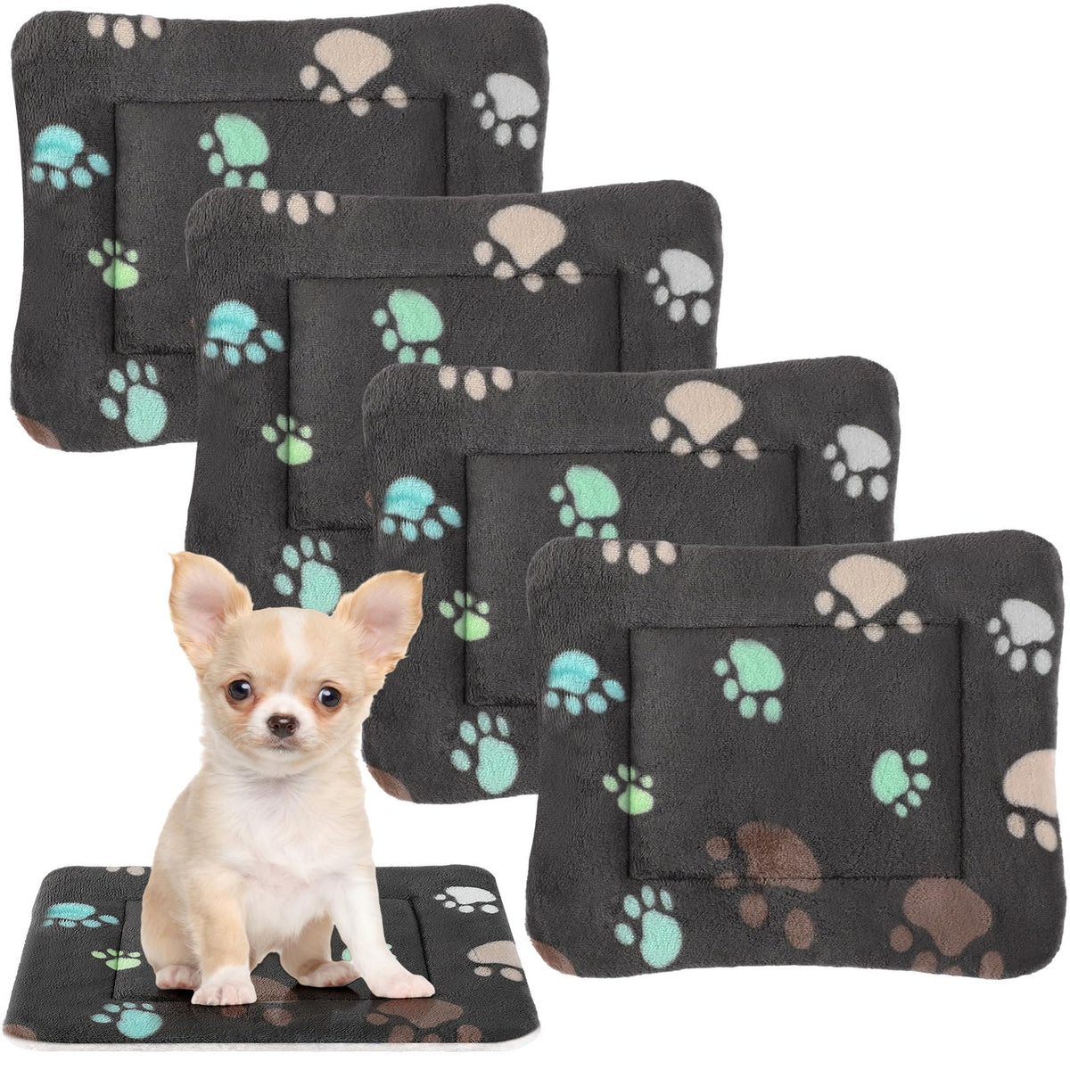 Tuanse 4 Pack Soft Pet Bed Mat Small Dog Crate Fleece