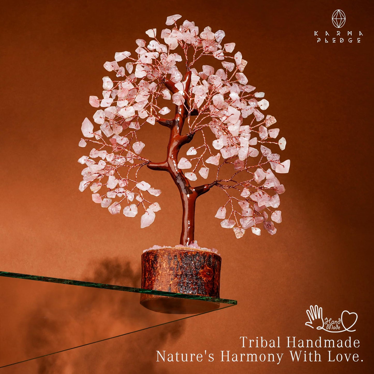 Rose Quartz Crystal Tree of Life Birthday Gifts for Women, Men, Handmade Home Decor, Office Decoration, Healing Crystal Chakra Tree for Money, Positivity, Reiki, Good Luck Gifts for Her, Mom & Dad