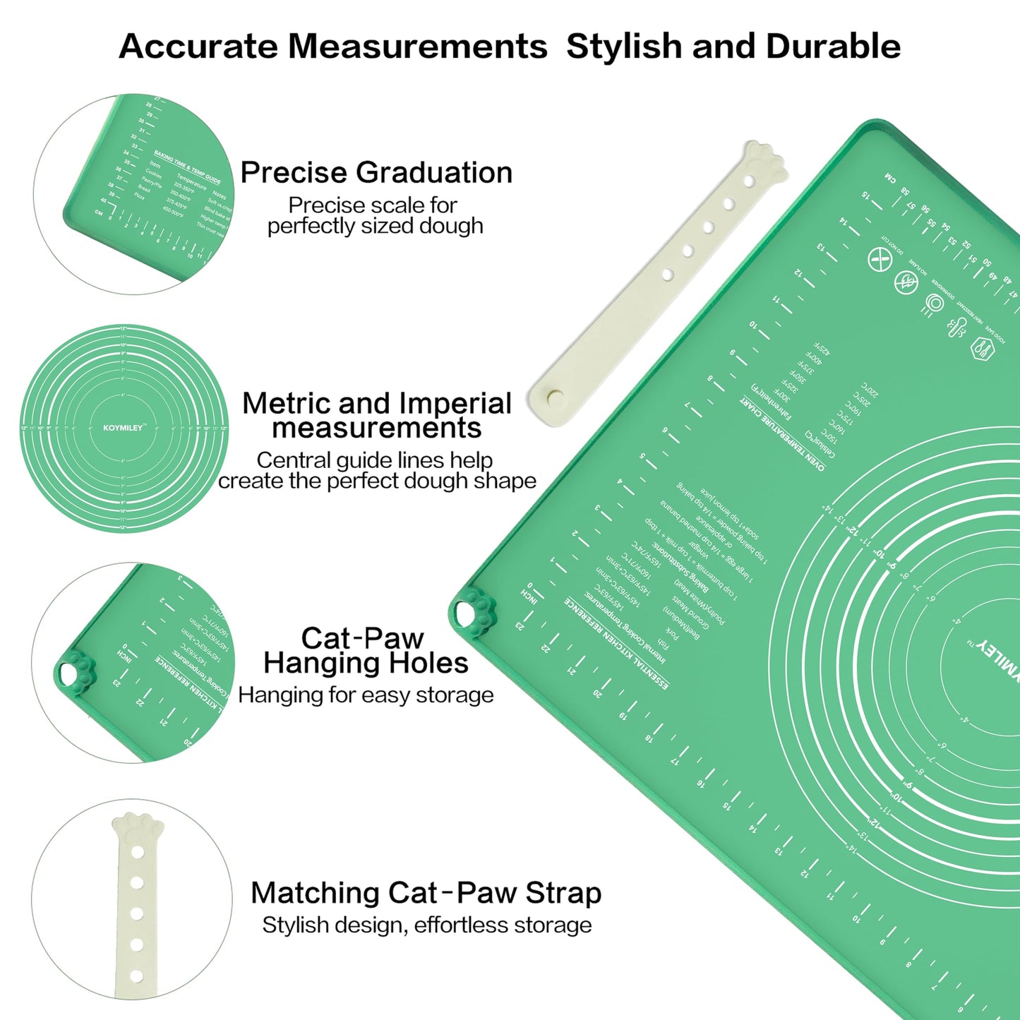 Extra Large Food Grade Platinum Silicone Pastry Mat 28 x 20, Non-Slip Non-Stick Baking Mat for Rolling Dough with 5mm Raised Edge, Measurements & Baking Guide for Bread, Pizza, Pie & Sourdough
