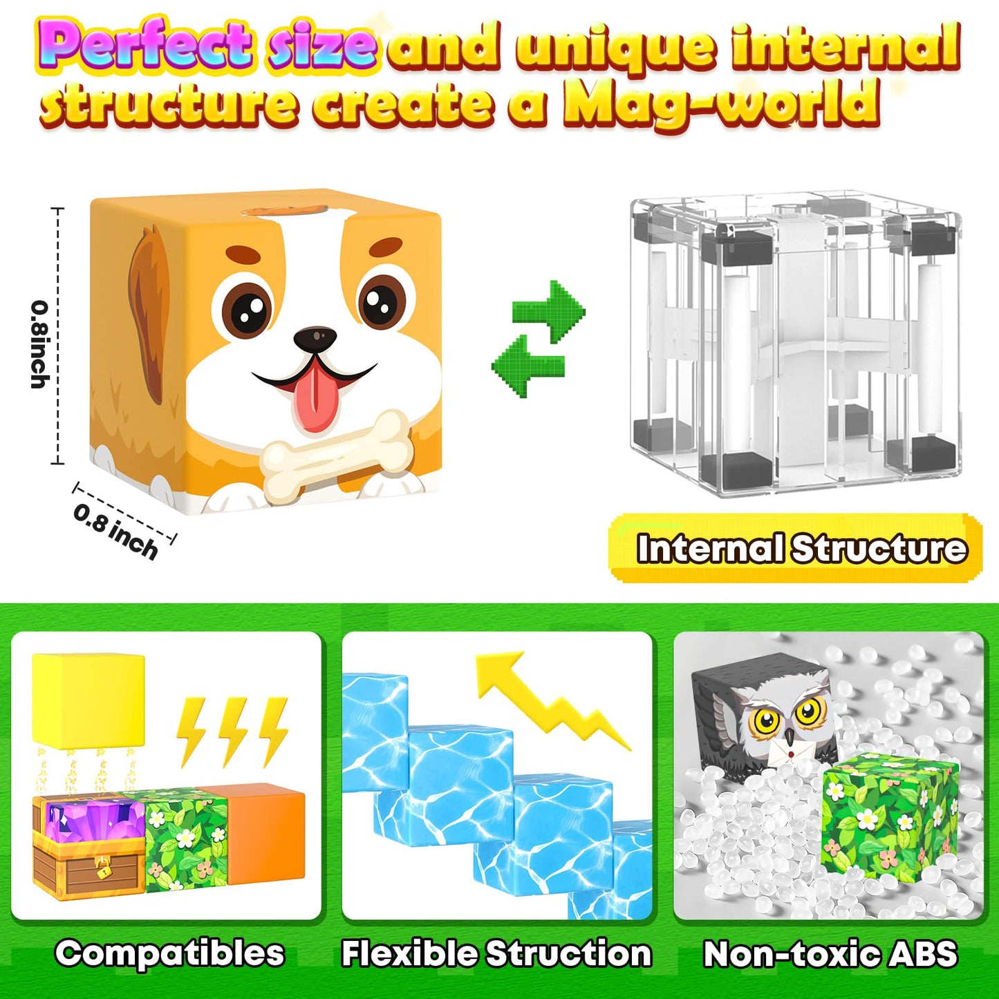 100 PCS Magnetic Blocks Toys, Build Mine Magnet World Set, Magnetic Tiles Building for Boys & Girls Age 4-8 5-7, STEM Montessori Sensory Toys for Toddlers Kids Gifts