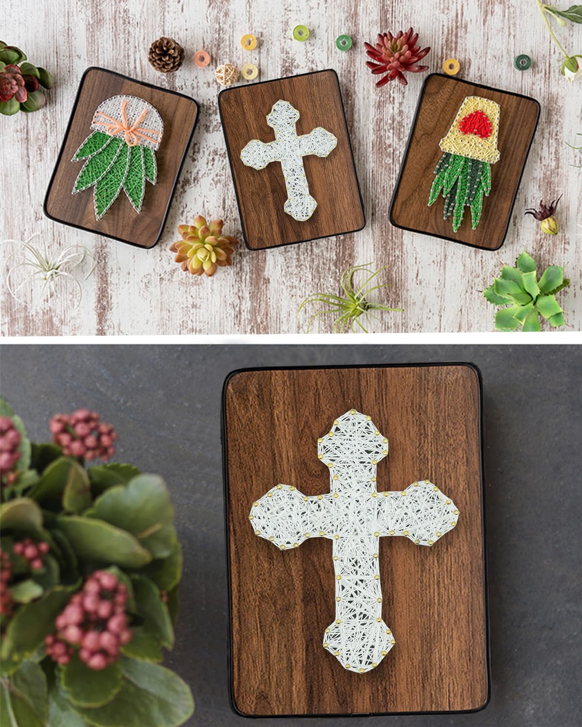 BAZIMA DIY String Art Kit for Beginner, DIY Cross Craft Kit,Unique Gift,Craft Kit for Holidays