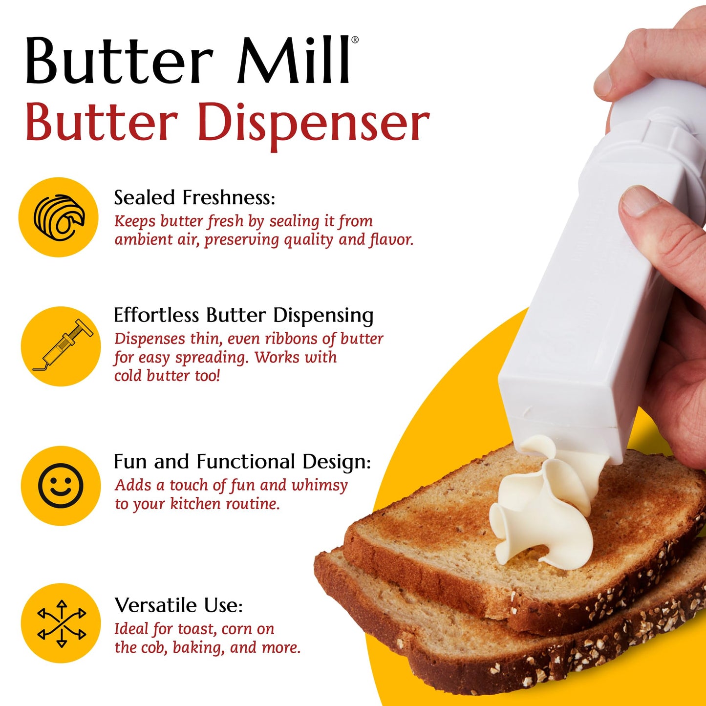 MAX SPACE Butter Mill - Usa Designed + China Made - Butter Dispenser