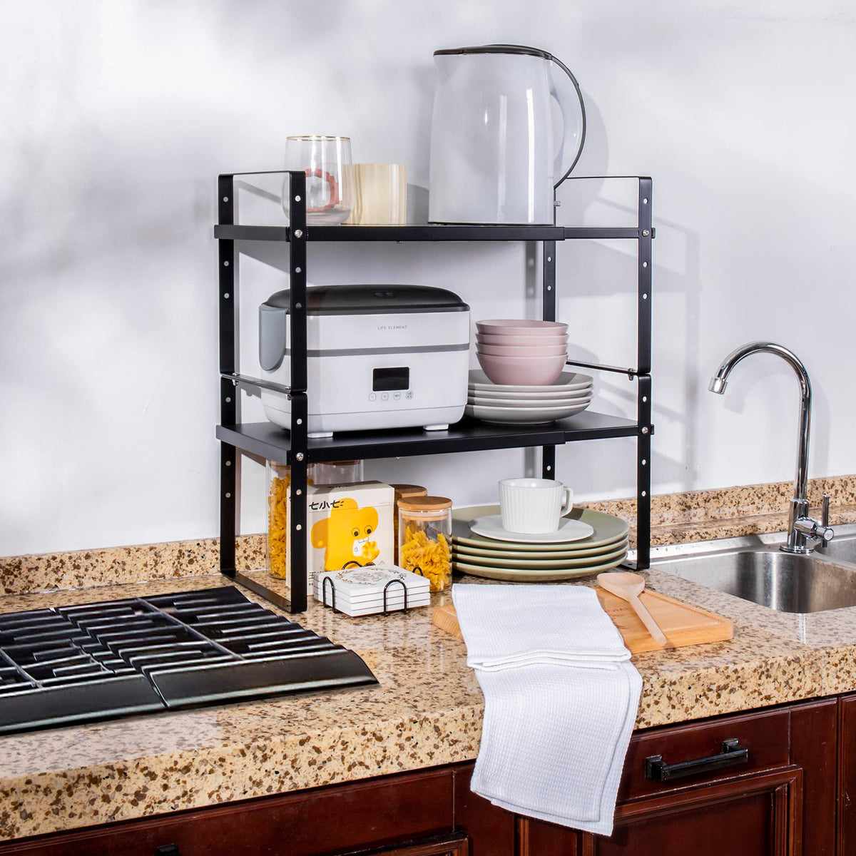 Expandable Cabinet Shelf Organizer Rack