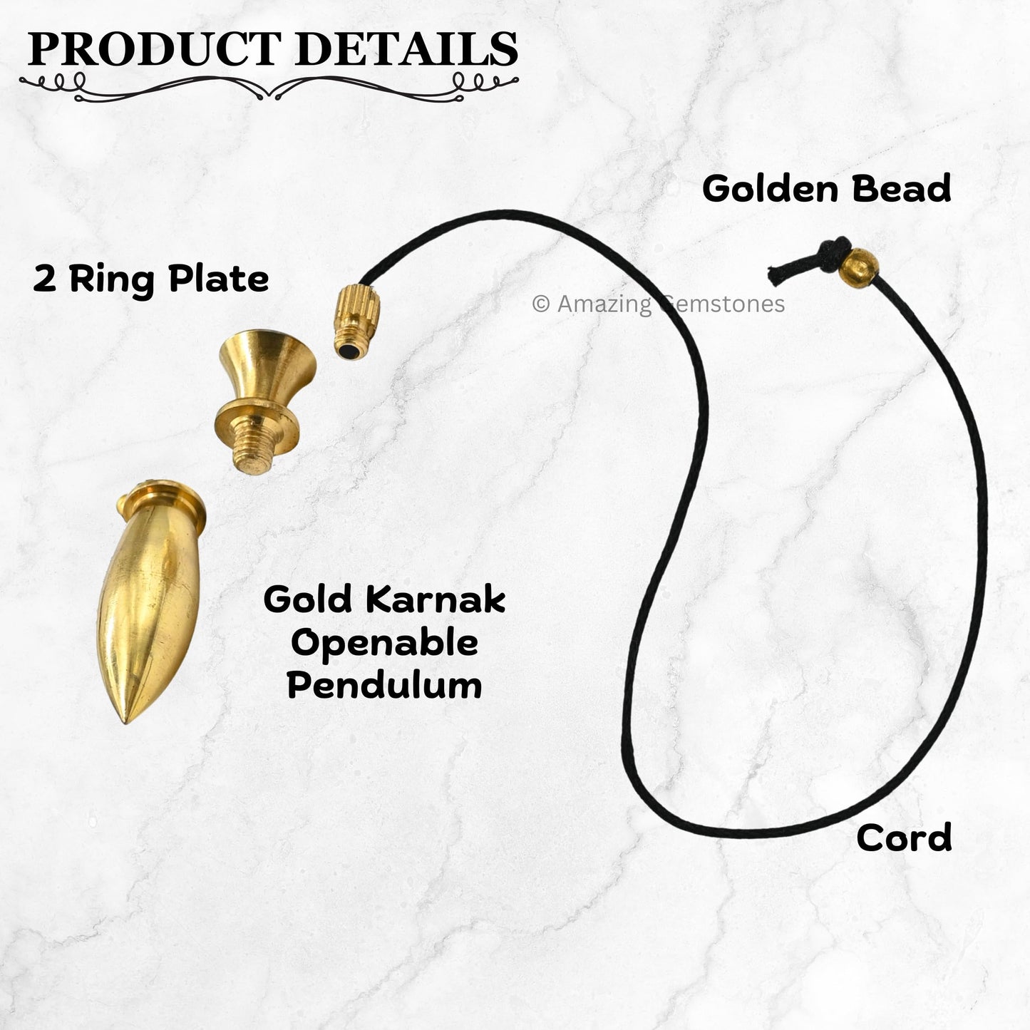 Amazing Gemstone Healing Metal Pendulums for Divination, Gold Karnak 2 Ring Plate Steel Copper Pendulum High Energy Pendulo de Bronce Pendulos de Mesa MP83