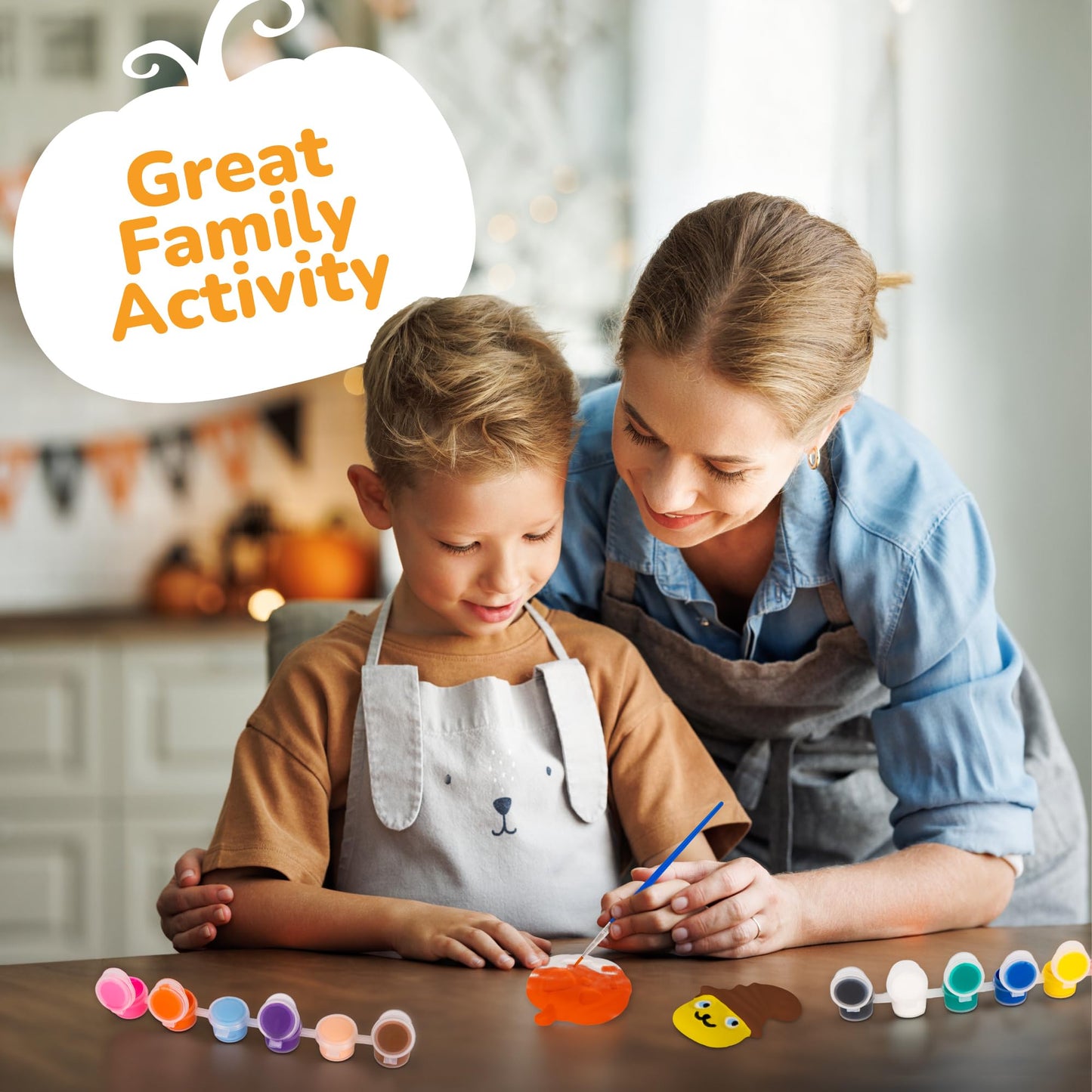 ArtCreativity Halloween Ceramic Fridge Magnet Painting Kit - 6 Pack - Halloween Fall Craft Set Includes Paint, Brushes, Magnets - DIY Home Decor Art & Craft for Beginners - Classroom Gifts Supplies