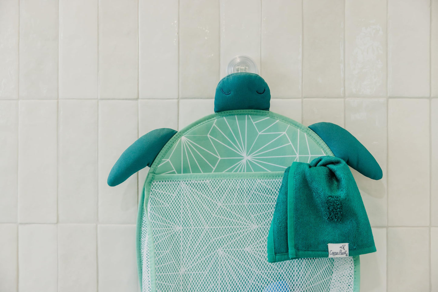 Copper Pearl Oceana Extra-Large Mesh Bath Toy Holder with Suction Cups: Quick-Dry Bath Toy Storage Net for Bathtub