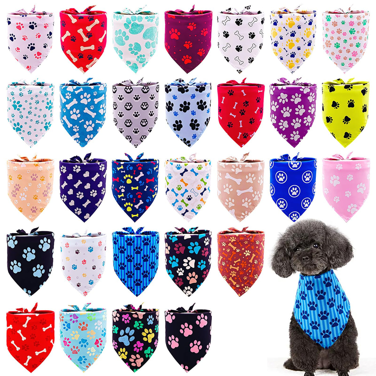 Pai Sence Pride Day Dog Bandanas Bulk for Small Dogs Sewn Edges 18" 30Pcs S