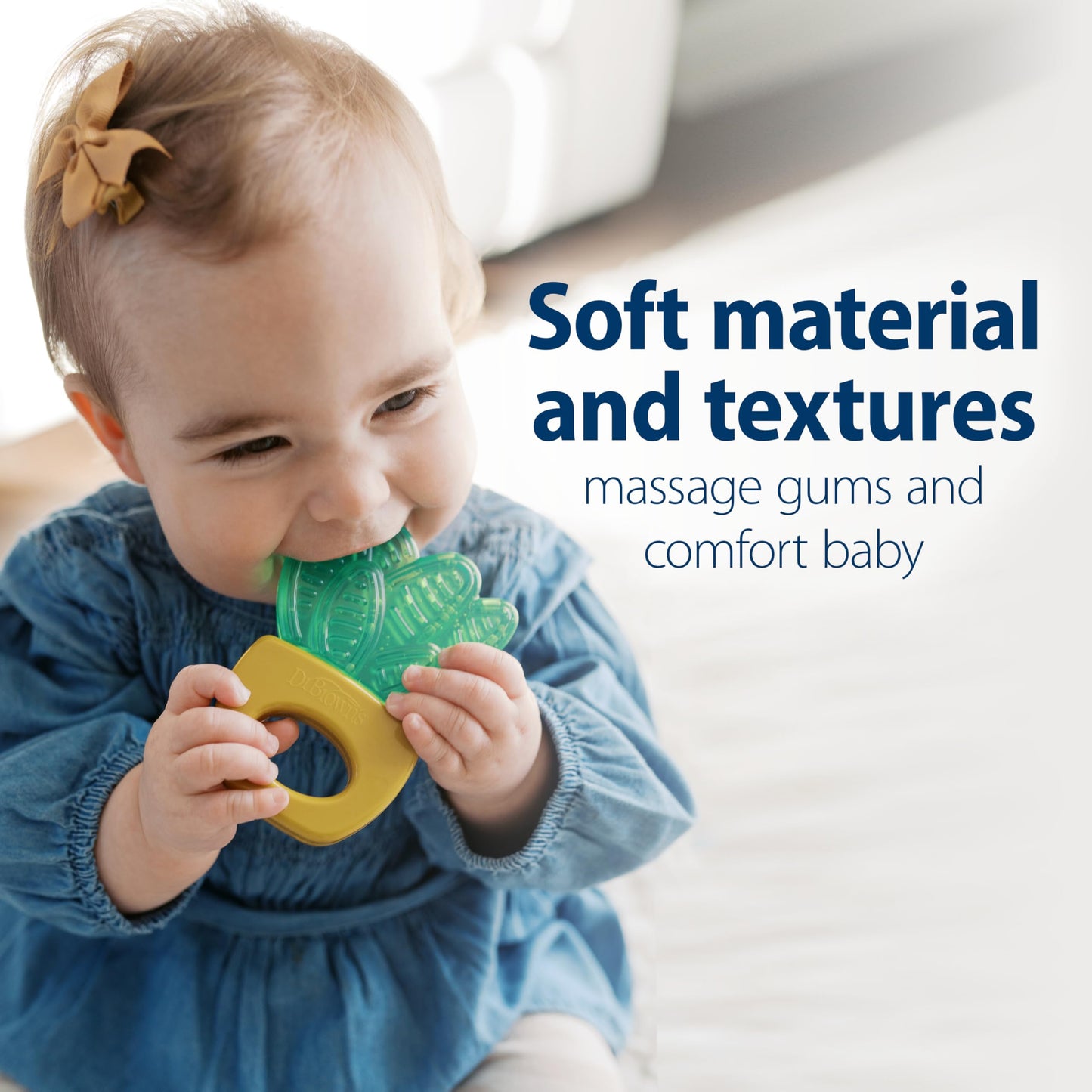 Dr. Brown's AquaCool Water-Filled Teether, Cooling Baby Teether Toy for Sore Gums, Green Cactus, BPA-Free, 3m+, 4-Pack