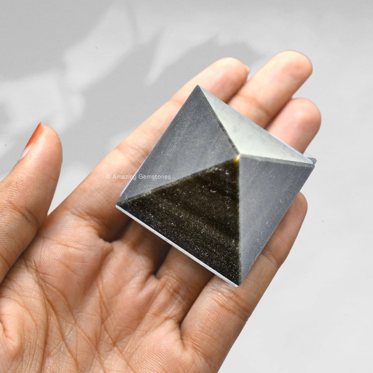 Amazing Gemstone Gold Sheen Obsidian Pyramid Crystal Healing Stones - 1.5" Great Pyramid Figurine of Natural Stone Pyramid for Meditation, Reiki, Chakra Balancing and Crystal Pyramids Grid