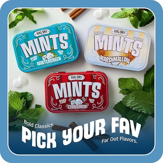 Big Sky Sugar Free Marshmallow Mint Tins: 6-Piece Box