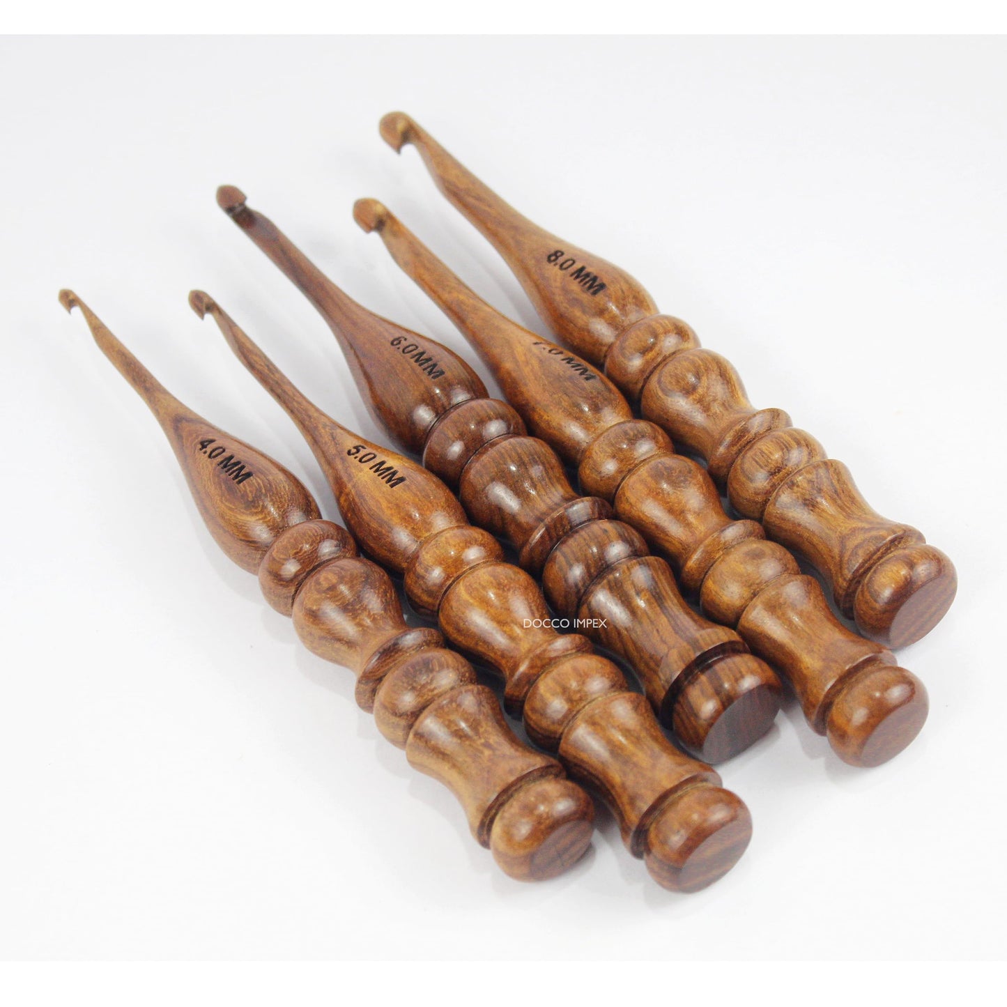 Wooden Crochet Hooks Set Rosewood Needles for Knitting & Crocheting Size 4mm to 8mm Ergonomic Soft and Comfortable Grip Handle “Yarn Accesories (Set of 5)