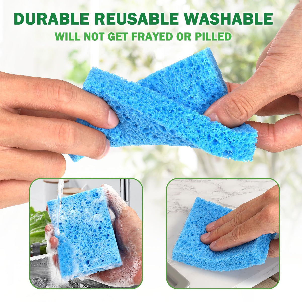 Compressed Natural Cellulose Sponges 24 Pack Regular Size Multicolor Soft Reusable Non (24 Count)