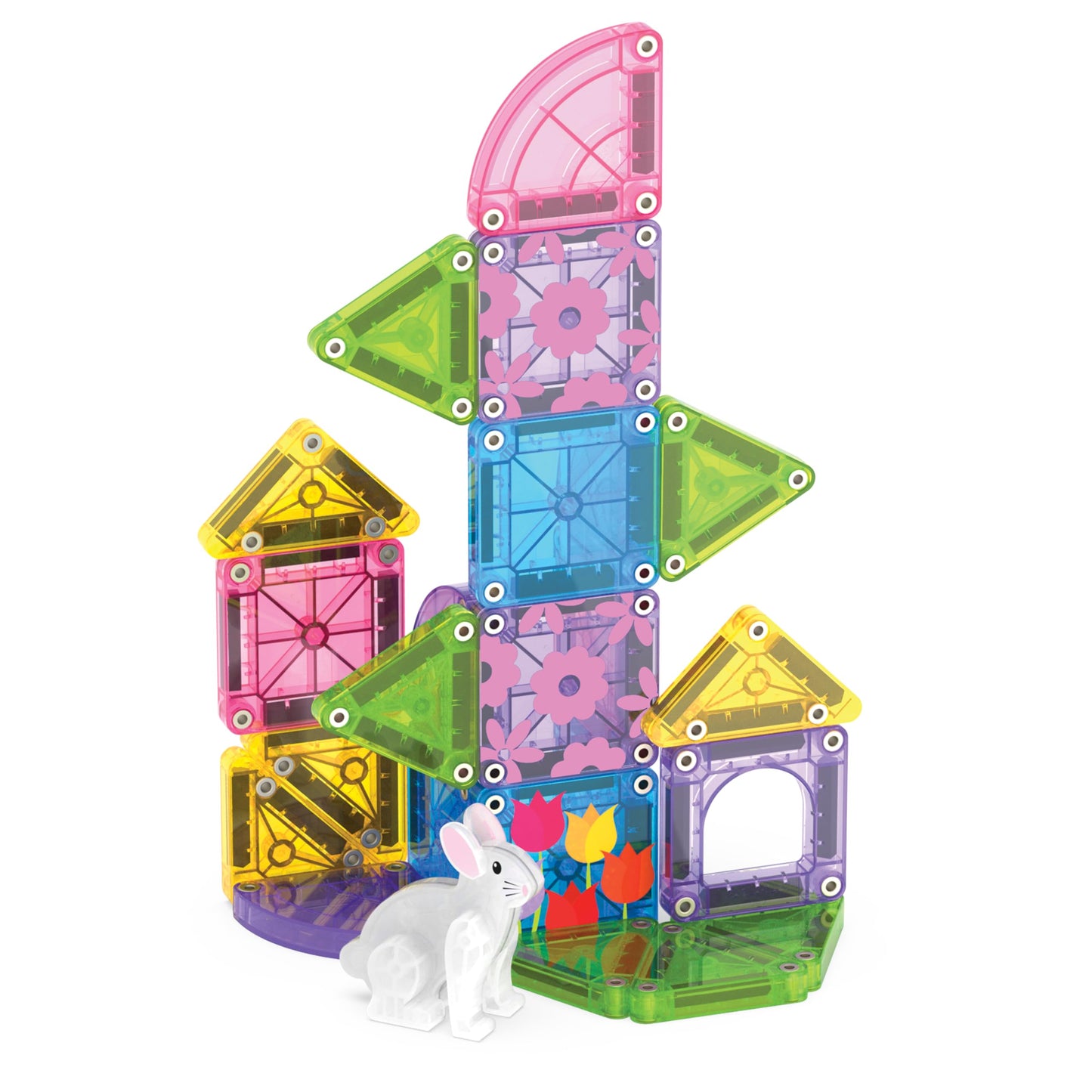 Magna-Tiles microMAGS 24-Piece Spring Garden Travel Set, The Original Magnetic Building Brand
