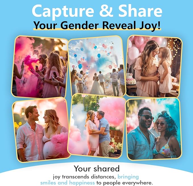 Previvo Reveal Fire Extinguisher Set -Gender Reveal Color Smoke Powder Spray - 100% Biodegradable Party Supplies- For Memorable Baby Gender Reveal Decorations & Ideas(Blue)