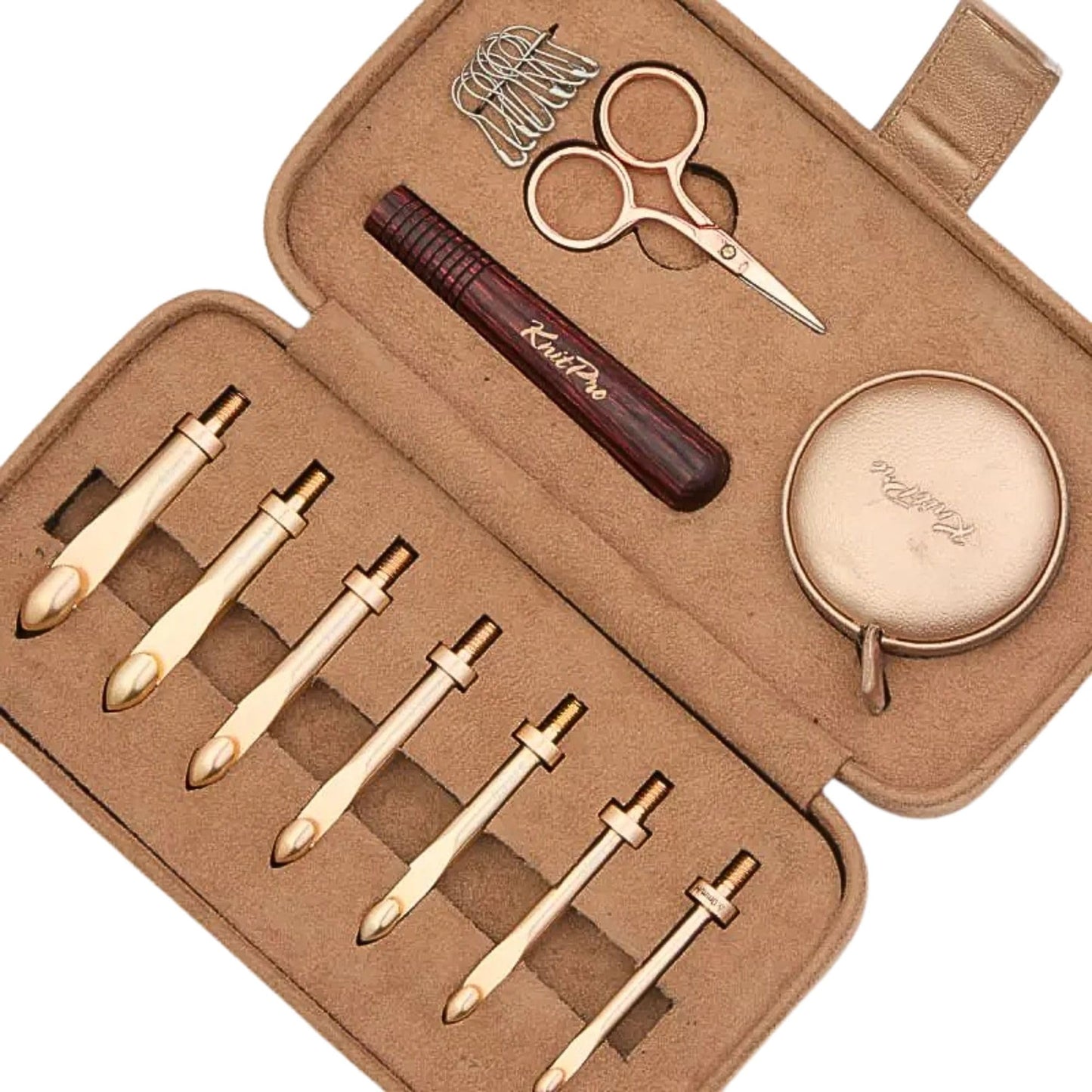 KnitPro Oasis Chunky Set Crochet Hooks 2 inch Size 5.5, 6.0, 6.5, 7.0, 8.0, 9.0, 10.0 mm Interchangeable, Stitch Markers, Measuring Tape & More, Fabric Case with Project Bag