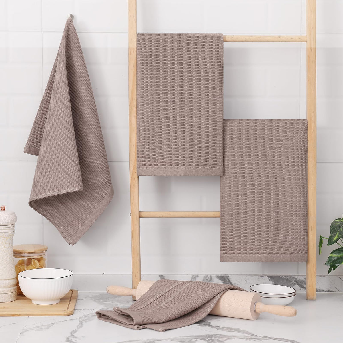 100% Cotton Waffle Weave Kitchen Towels (12 Count)