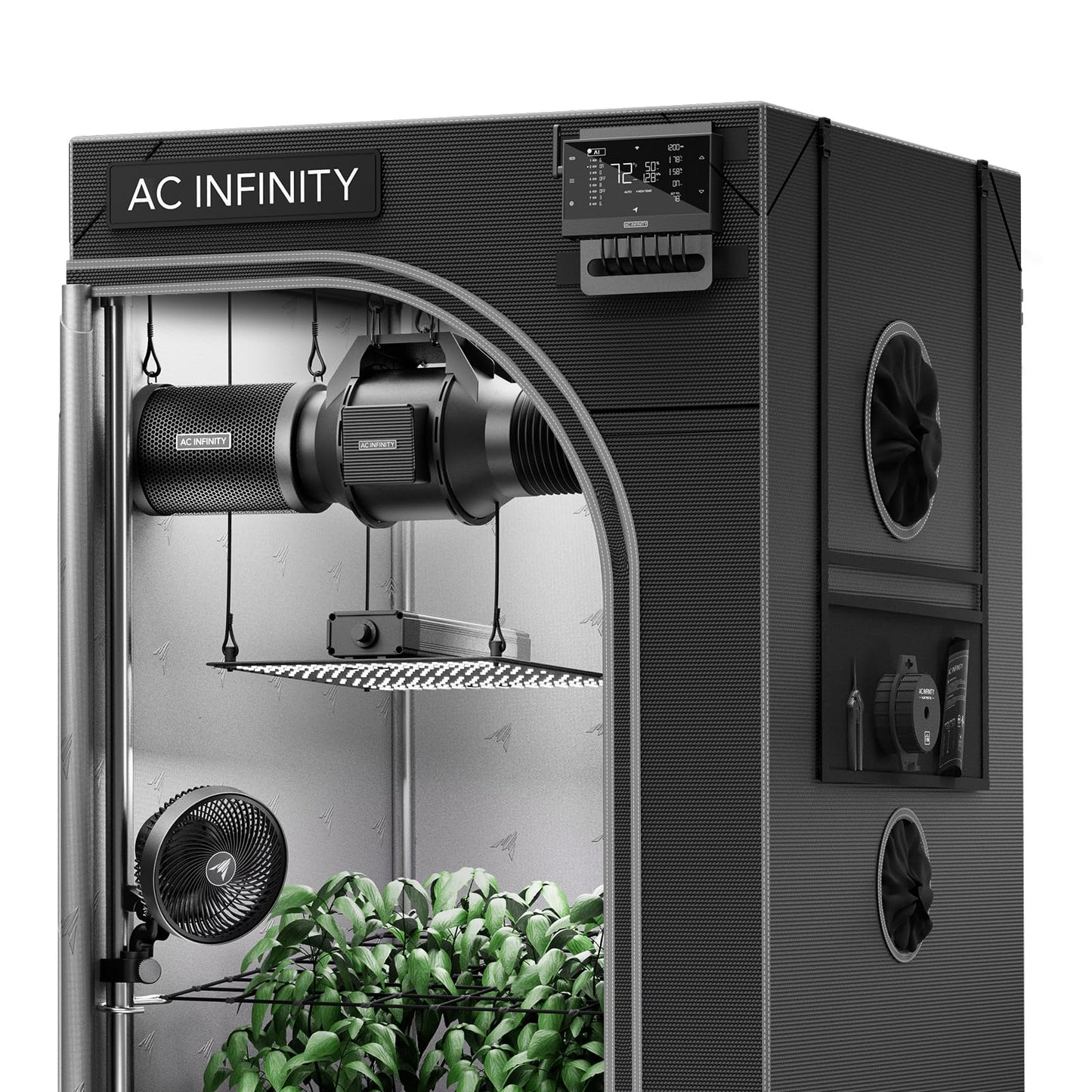 AC Infinity AI Grow System 2x4, 2-Plant Kit w/Self-Learning AI Controller, Dynamic Airflow & LM301H LED Lighting Control, 2000D Mylar Tent w/Lab-Tested Reflectivity, Largest Zippered Window