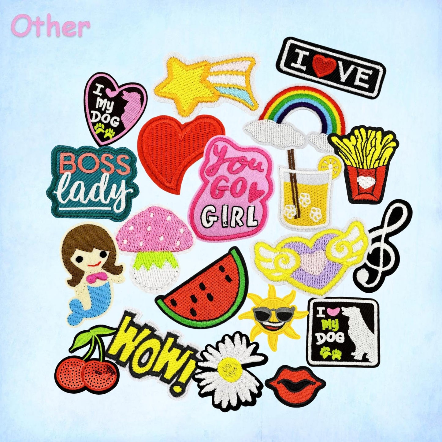 60pcs Random Assorted Styles Iron on Patches, Sew on Repair Embroidered Applique Patches for Hats, Jacket, Clothes, Backpacks – DIY Crafts Gift for Girl