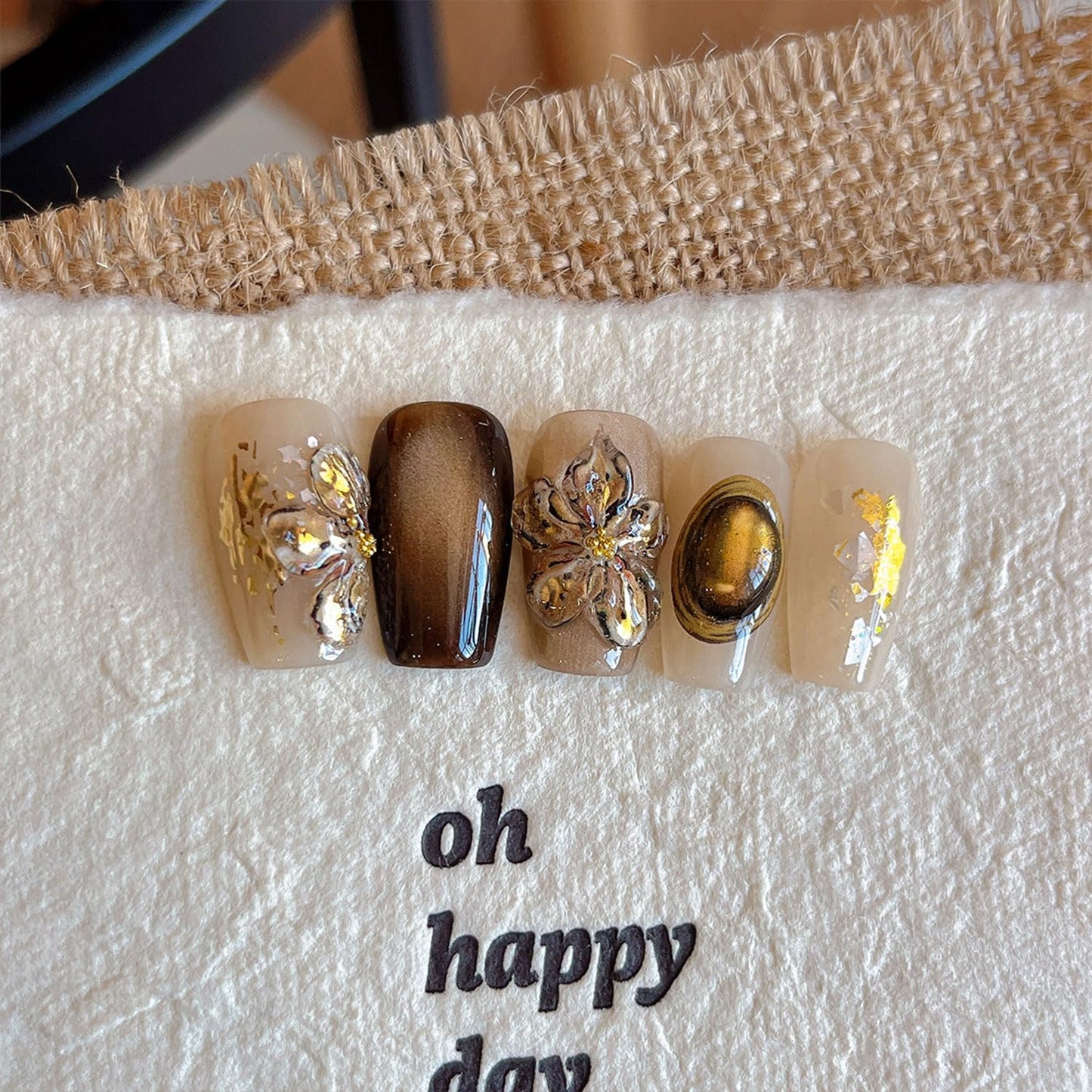 Fall Nail Art Stickers Flower Nail Decals 5D Embossed Nail Stickers Autumn Brown Leaf Manicure Decorations Nails Art for Women