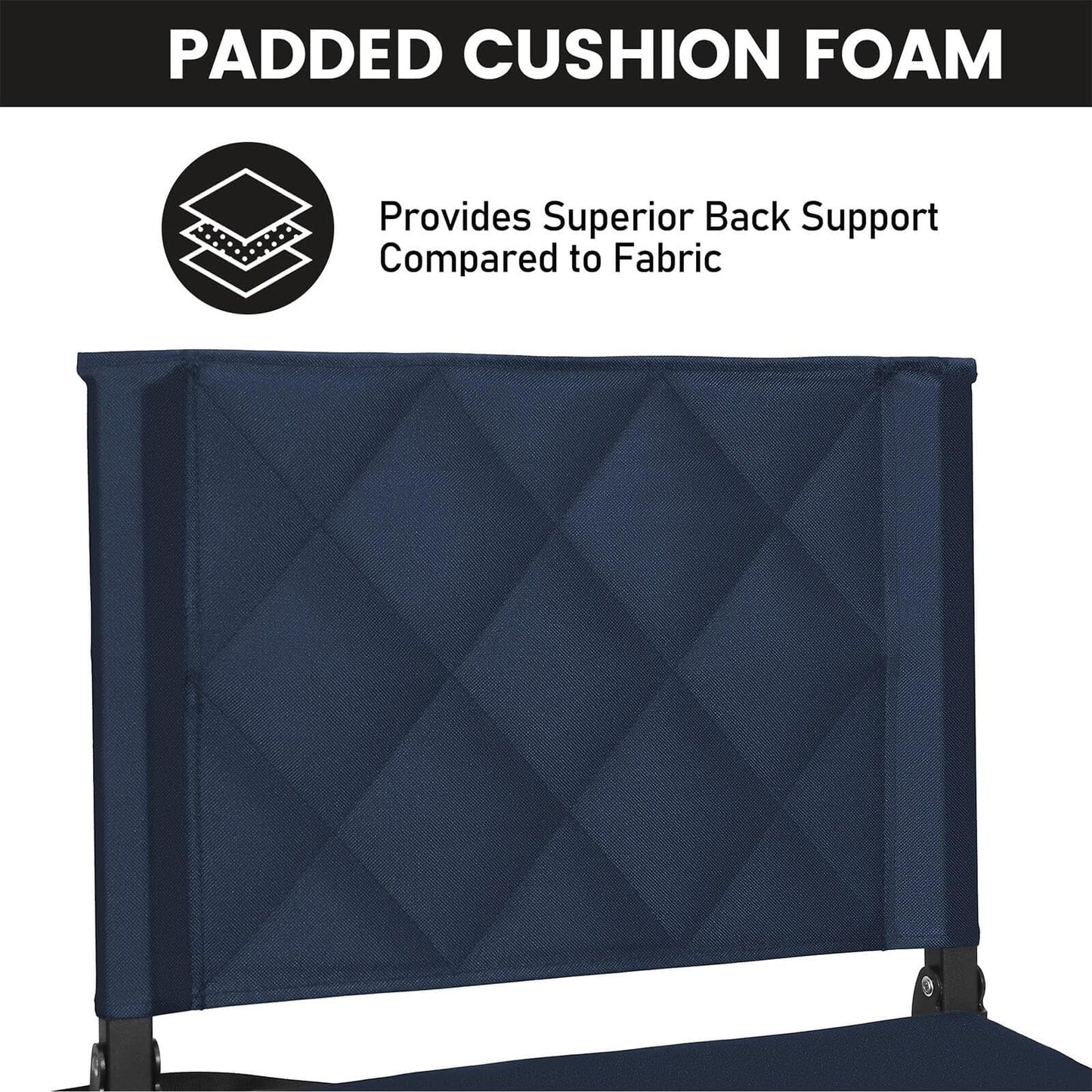Sheenive Stadium Seats for Bleachers with Back Support, Bleacher Seats with Backs and Cushion Wide, Padded Portable Folding Comfort Stadium Chair with Shoulder Strap,Perfect for Sport Events Navy Blue