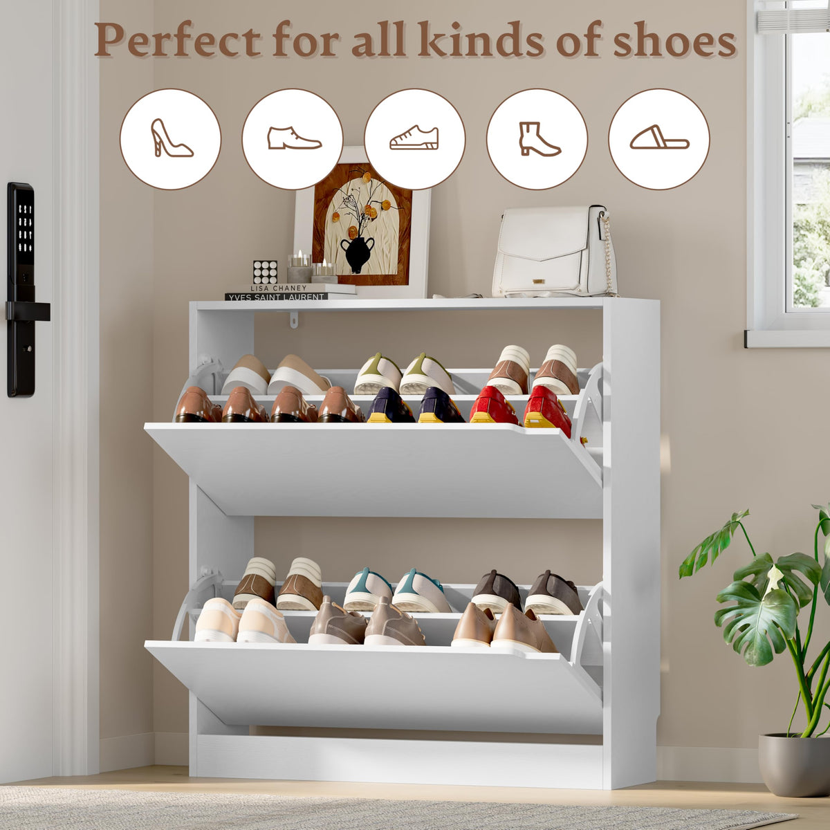 Shoe Cabinet with 2 Flip Drawers