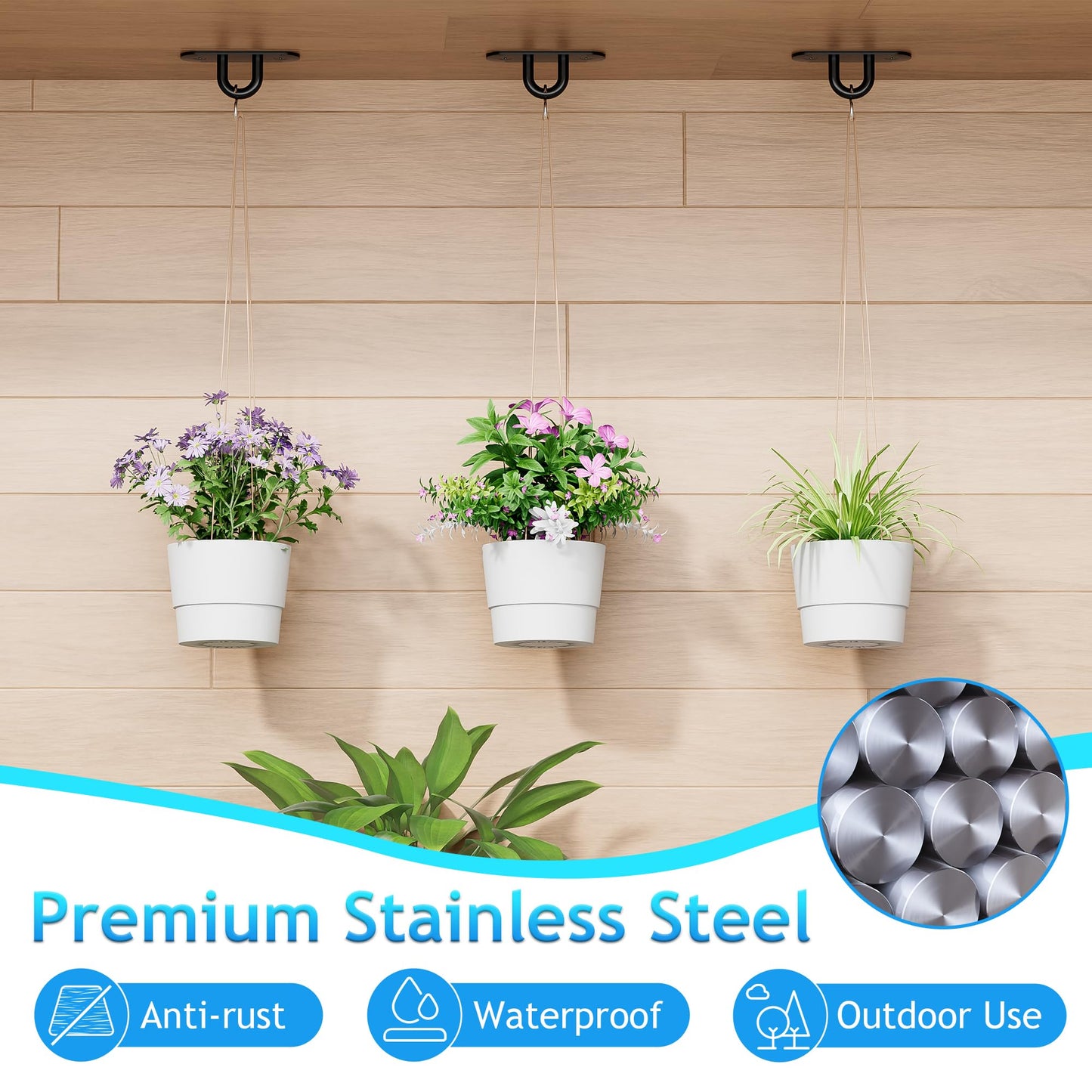 SAYAYO Pad Eye Plate Hooks U Ceiling Hook for Hanging Plants Outdoor Lights Swing Suspension Marine Hardware Staple Hook Loop with Screws Stainless Steel Wall Mount, Black 4 PCS