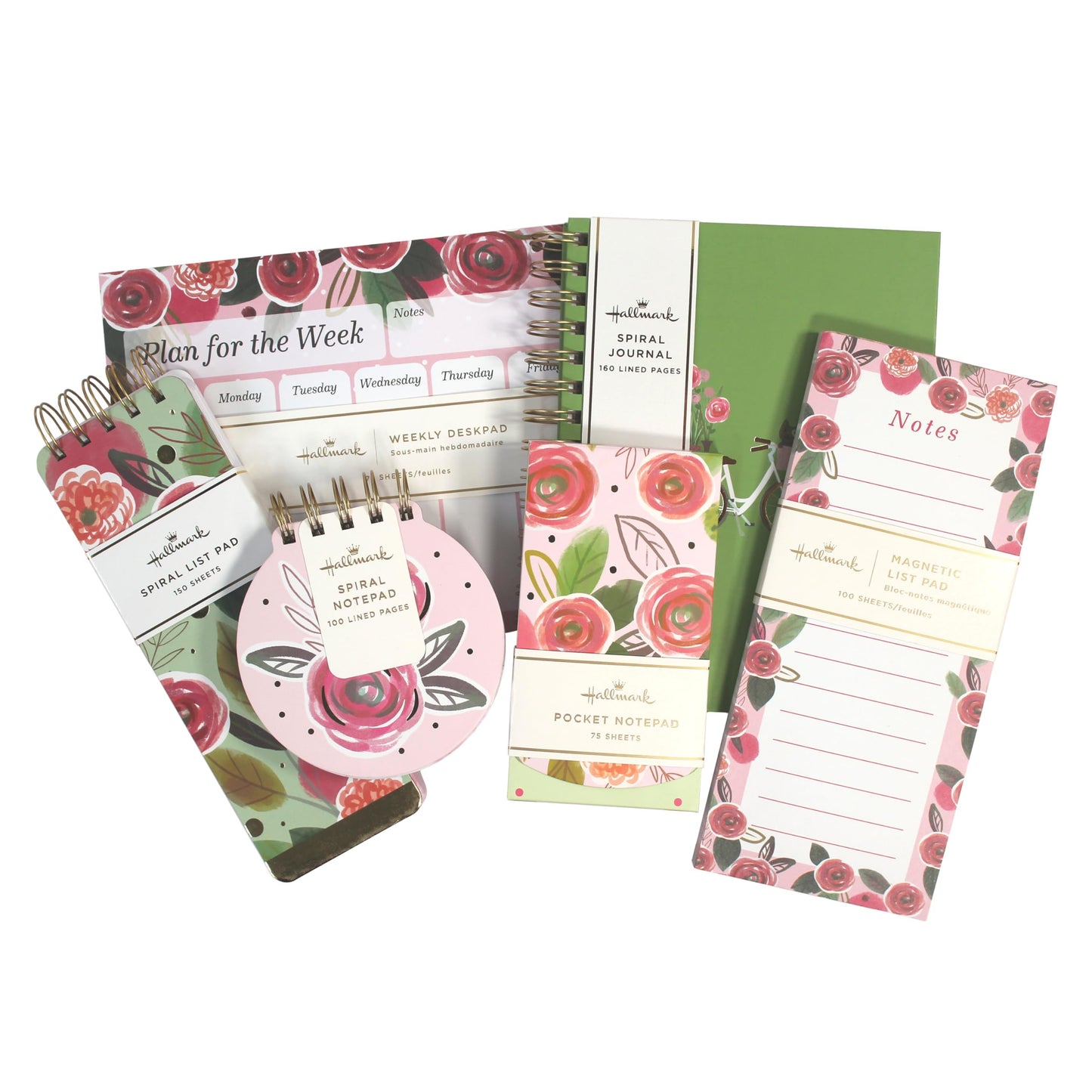 Hallmark Journal and Stationery Set (Journal, List Pads, Pocket Notepad and weekly desk planner) Floral Collection