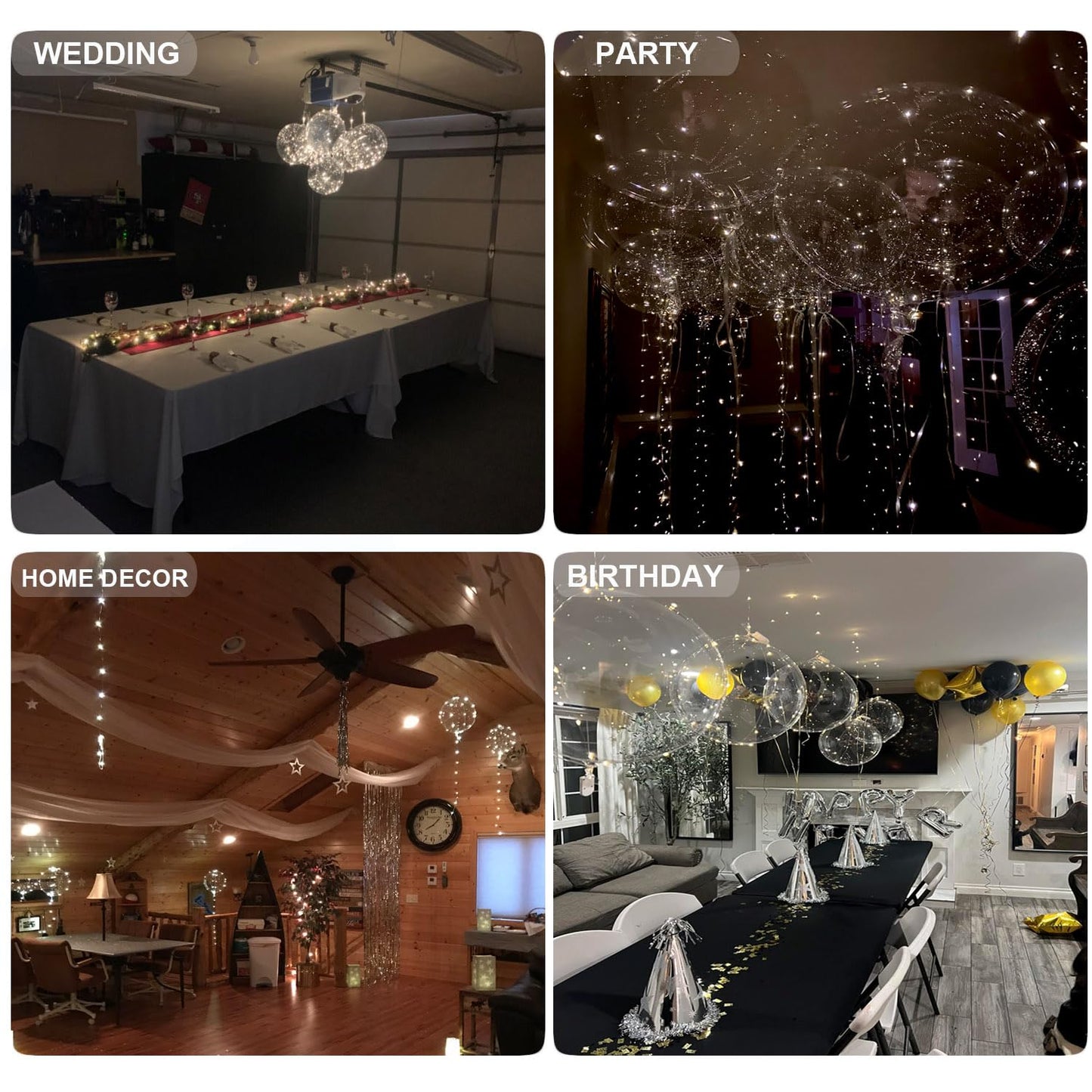Lightsfever 8pc LED Light up Party Balloons with Batteries, Warm White Lights with Clear Bobo Balloons for Helium or Air, Home Decor Wedding Birthday