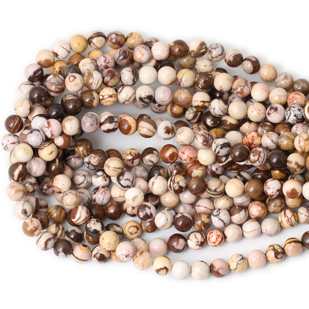 CHEAVIAN 45PCS 8mm Natural Australian Zebra Gemstone Round Loose Beads Crystal Energy Stone for DIY Jewelry Making 1 Strand 15"