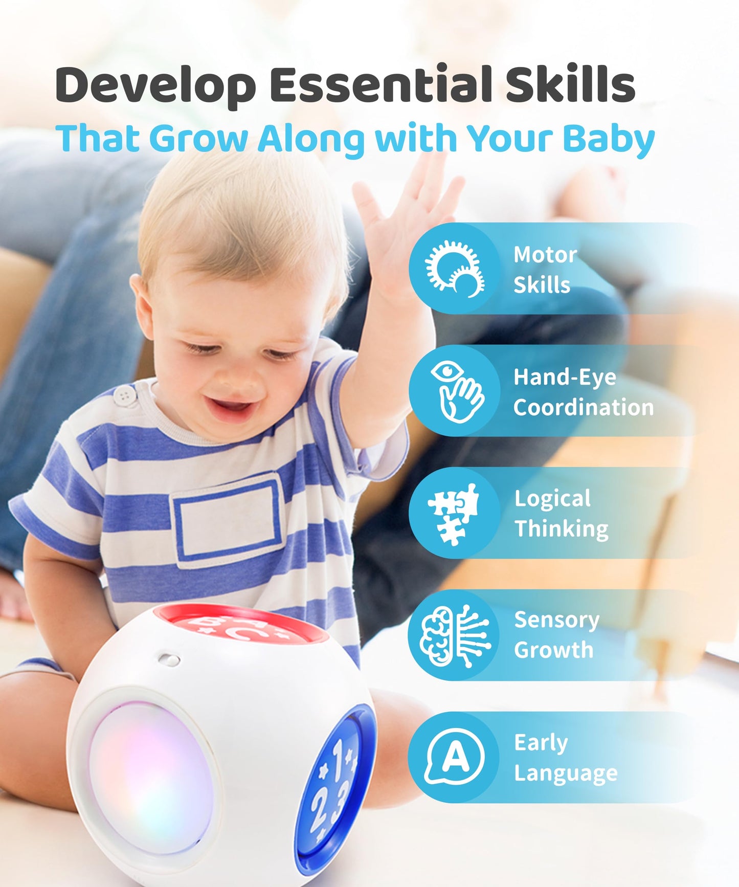 BEST LEARNING Learning Cube – Montessori Learning Cube for Babies 6–12 Months & Toddlers 1–3 – Musical Sensory Activity Cube with Lights & Sounds – Early Development Educational Toy