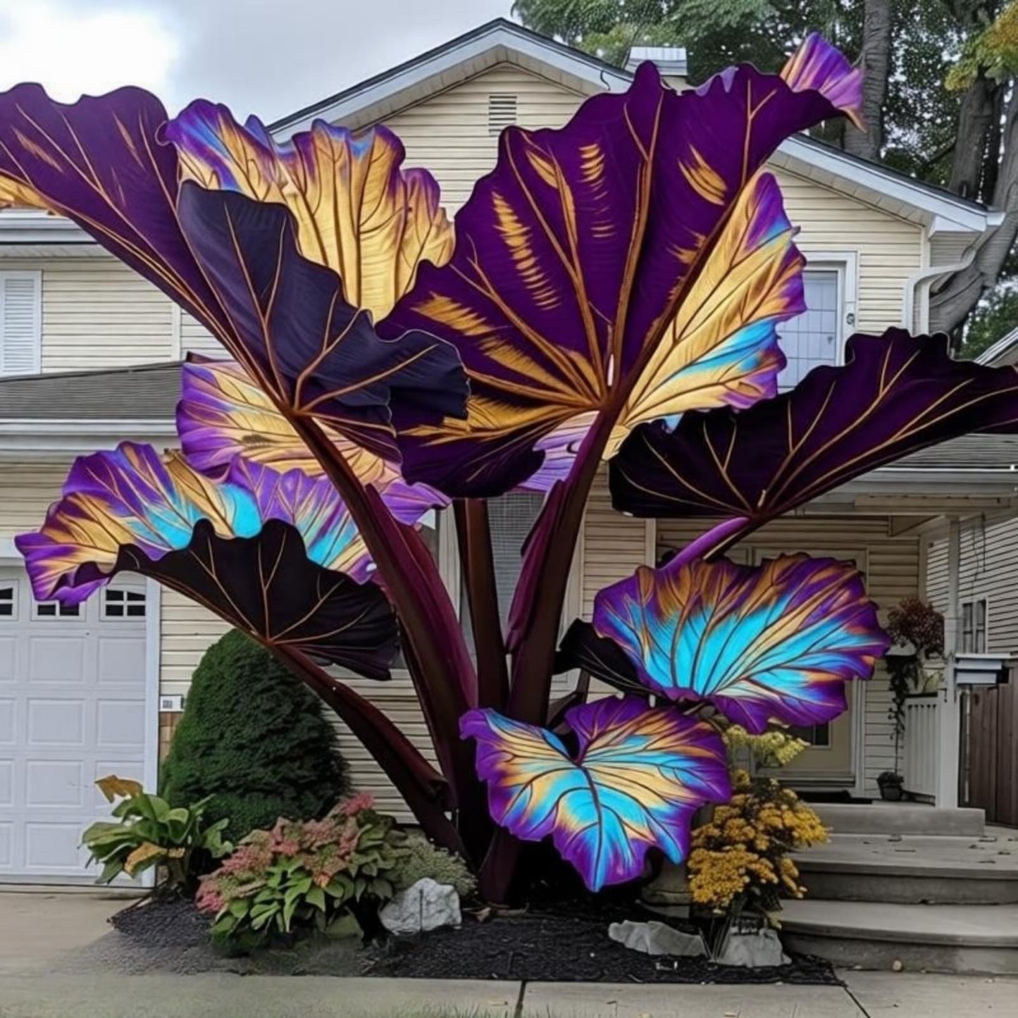 EDRHTJG Giant Leaf Foliage-Elephant Ear-Alocasia for Garden Border Statement Natural Vibrant Tones (6)