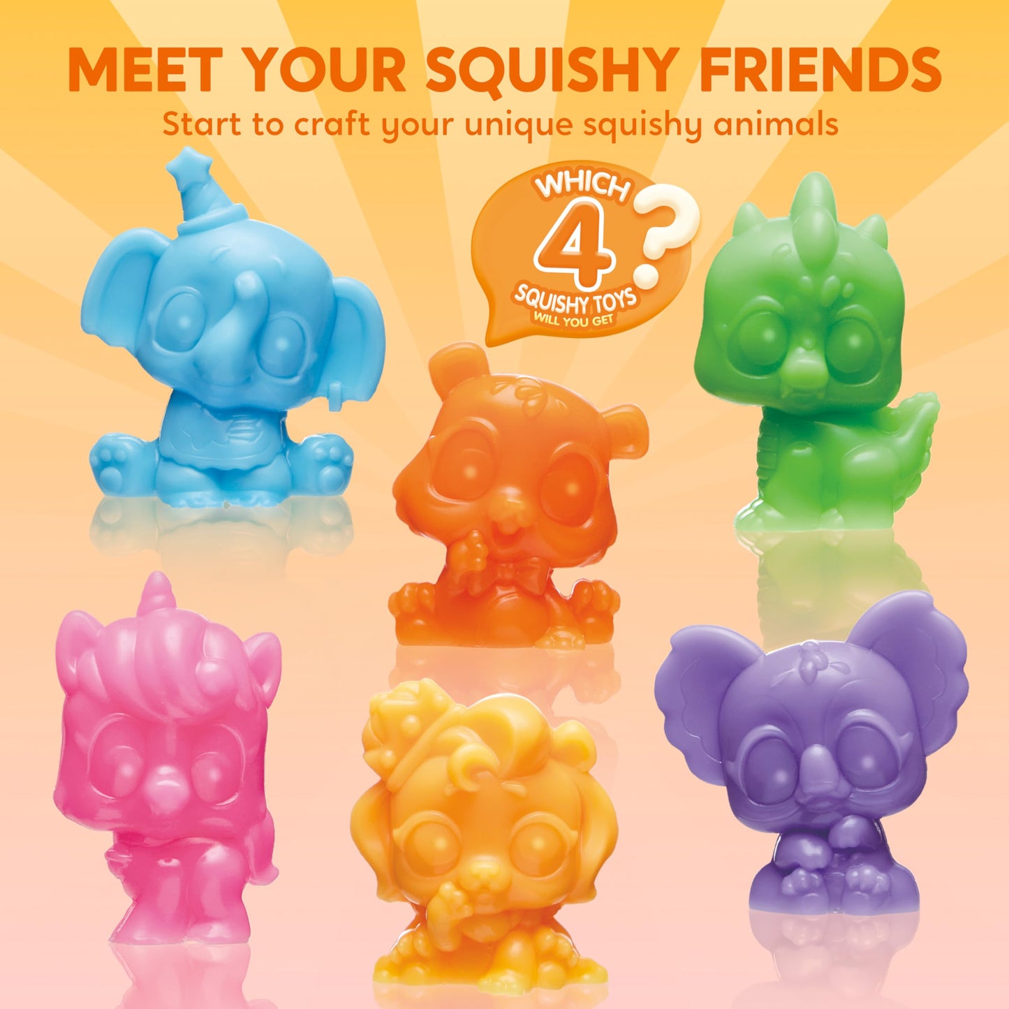 JOVA Klever Kits Squishy Toys, DIY Squishy Animal Making Kit, Mystery Box with 4 Surprise Characters Inside, Arts and Crafts, Kids Craft for Kids Ages 6+