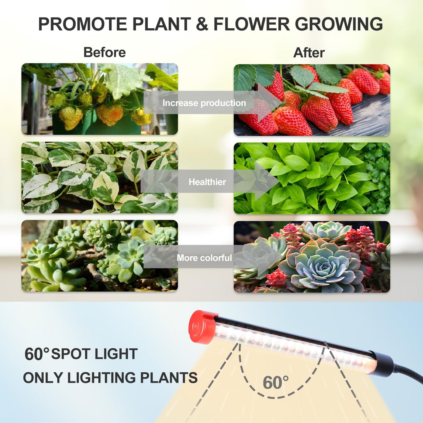 FECiDA 2026 3Head Table Top Grow Lights for Seed Starting, Indoor Plants, Bonsai, 27 Watt Power Draw, NO Need Adapter, 4/8/12/16/20H Timer, 16"-24" Height Adjustable