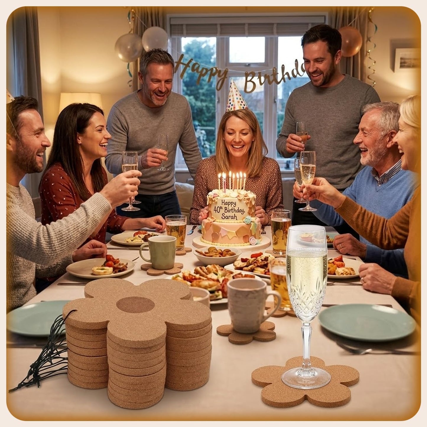 10PCS Large Flower Cork Coasters 190mm×10mm Reusable Absorbent Heat Resistant Cork Mats for Drinks DIY Crafts Table Protection Plants Home Kitchen