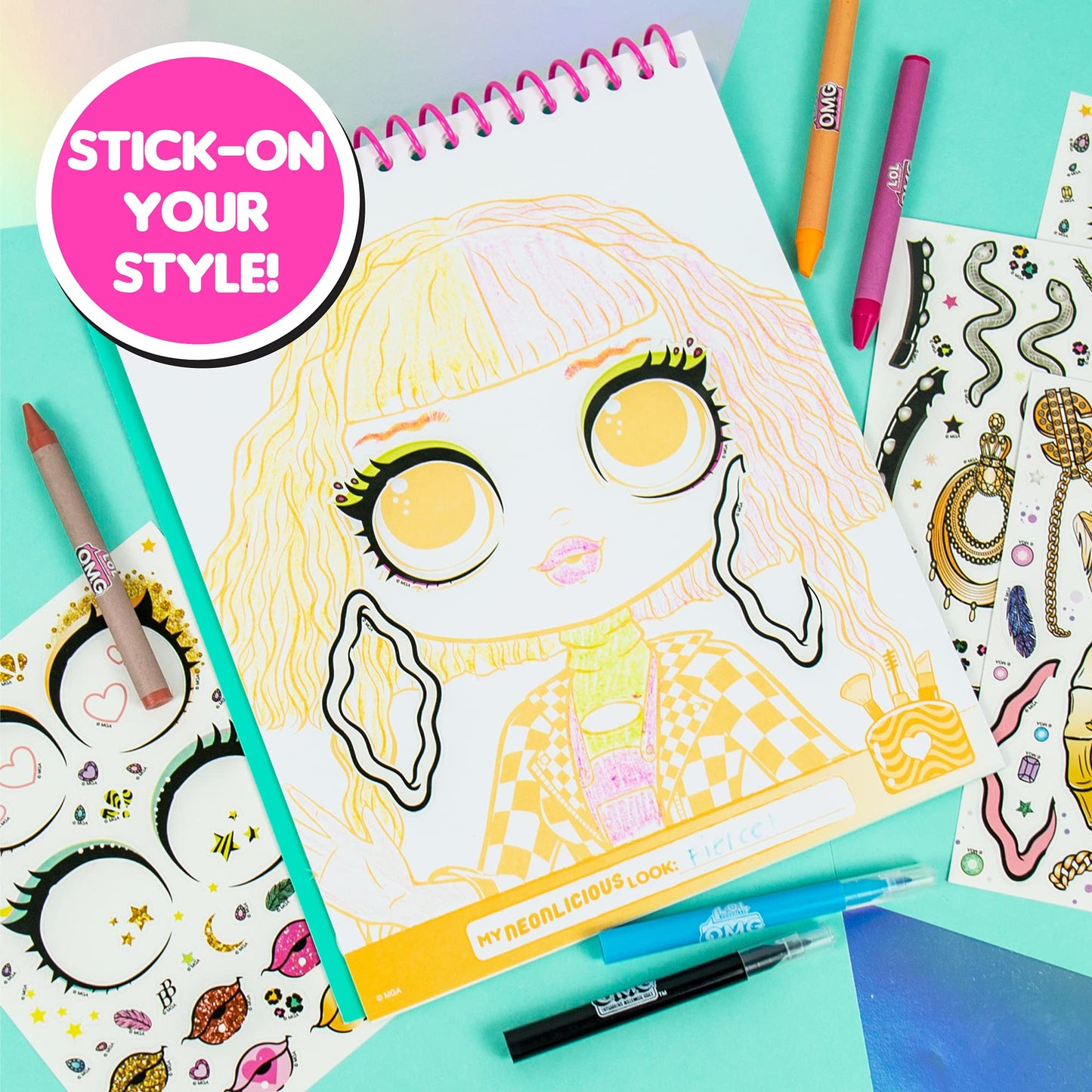 LOL Surprise! OMG Flawless Fashion Sketchbook by Horizon Group USA, DIY Craft Kit, Learn Pattern Making & Drawing, Includes Sketchbook, Stencils, Art Pages, Repositionable Stickers & More