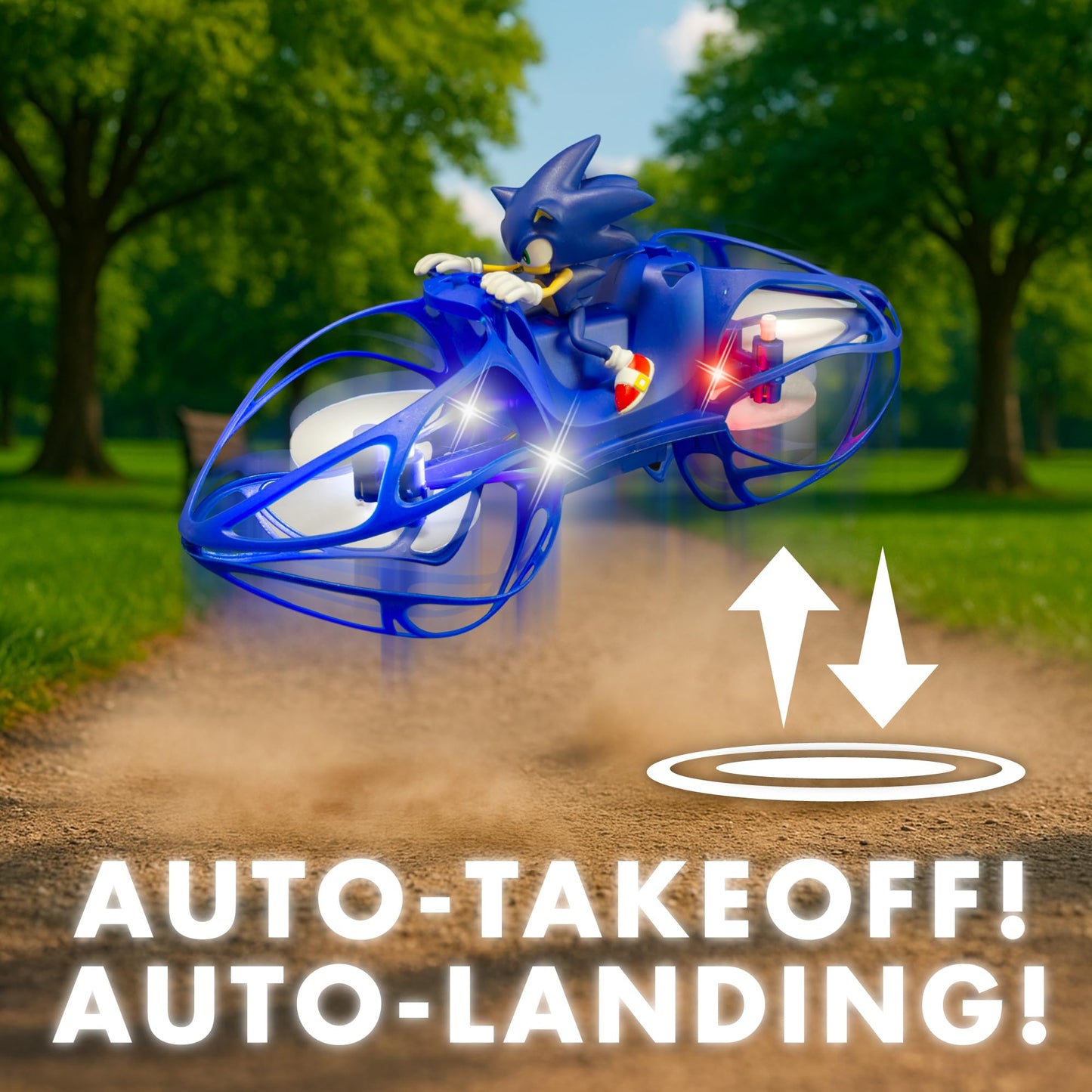 NKOK Sonic RC HoverBike Flying Toy, 2.4GHz Remote Control, Gyro Stabilized Altitude Hold, Auto Takeoff & Landing, Multi-Speed Stunt Flip Action, USB Rechargeable, Ages 6+