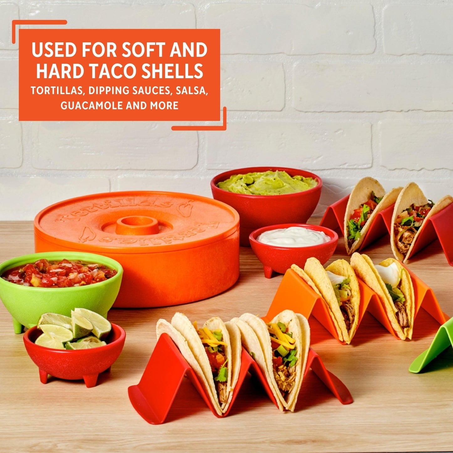 IMUSA 12pc Taco Fiesta Set, Red/Orange/Green