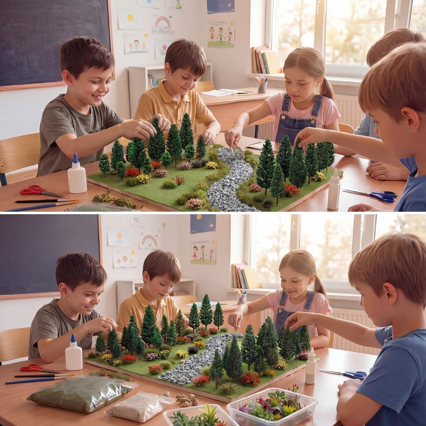 Ceenna 143 Pcs Miniature Model Trees Scenery Landscaping Kit Include Diorama Trees Artificial Grass Mat Pebbles Ho Scale Train Accessories for DIY Crafts Project Building Model Scenery Landscape