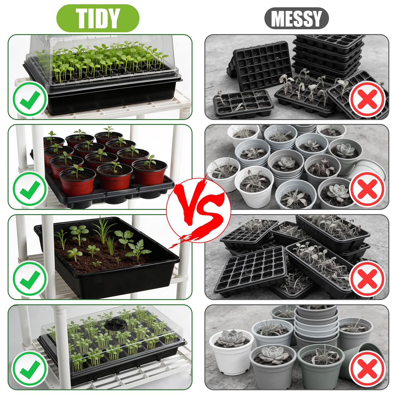 BTPLASTIK Plastic Plant Stand, Universal Plant Seedling Tray Organizer - with Ventilated Mesh, for Indoor/Outdoor Gardening, Durable Plant Pot Holder