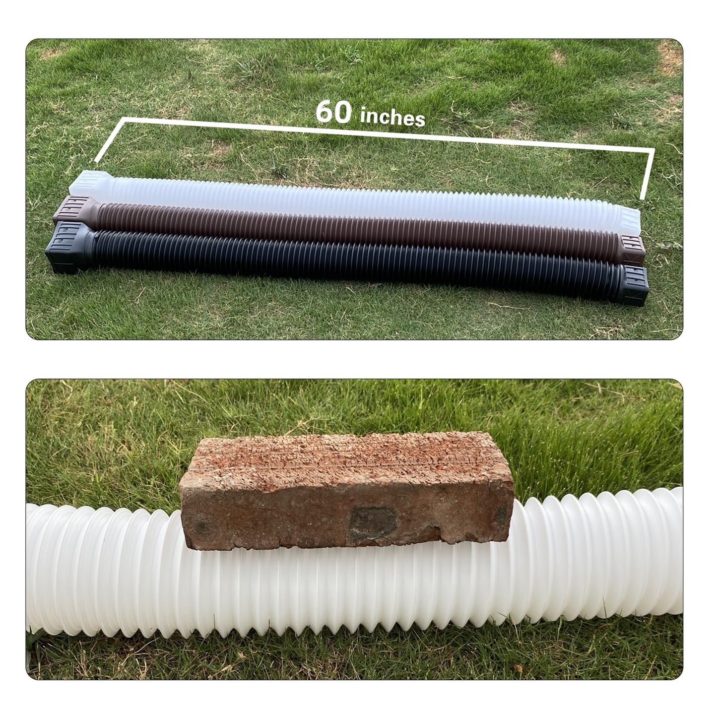 3 pack Flexible Rain Gutter Downspout Extensions,Drain Downspout Extender,Gutter Extension Flexible,Down Spout Drain Extension Pipes,Extendable from 21 to 60 Inches (3pcs brown)