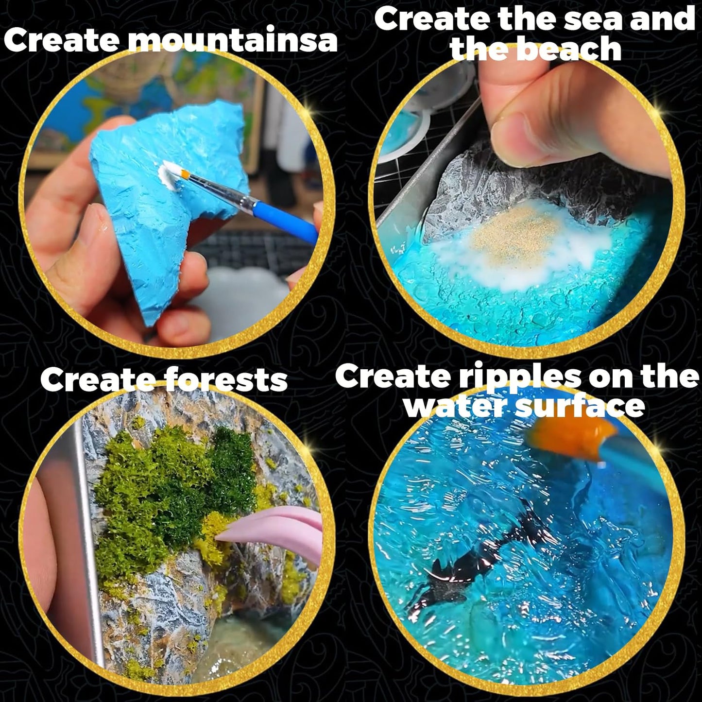 CalorMixs Mountains and Sea in a Box Miniature Landscape Art DIY Craft Kit; Adult Paint Arts & Crafts Project; Mini Beach Dolphin Unique Handicrafts