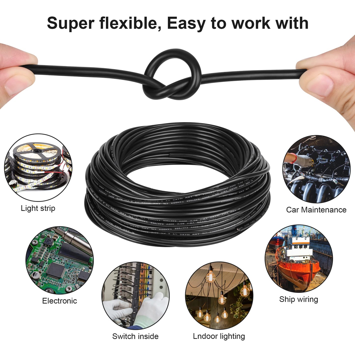 14 Gauge Wire 2 Conductor 14 AWG Electrical Wire Stranded PVC Cord Oxygen-Free Copper Cable 100FT Pure Copper Flexible Cable Wire Cord for LED Lamp Lighting Strips Automotive…