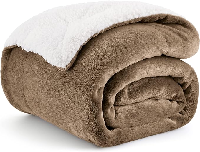 Bedsure Sherpa Fleece Throw Blanket for Couch - Thick and Warm, Soft Fuzzy Plush Throw Blanket for Winter, Camel, 50x60 Inches