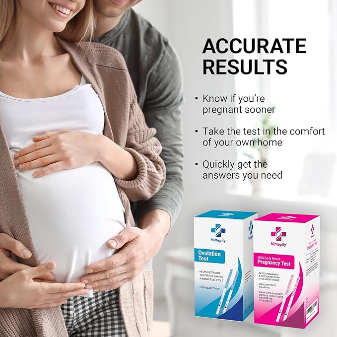[Mintegrity] 50 Ovulation Test Strips and 25 Pregnancy Test Strips Combo Kit, (50 LH + 25 HCG), Easy to Use at Home