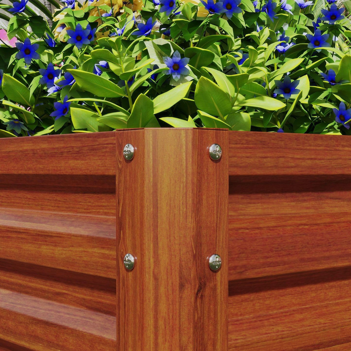 ZAVEROX 2-piece Brown Galvanized Metal Raised Garden Bed 23.5 x 23.5 x 12 inches Open-Bottom Planter Box Rust-Resistant Sturdy Outdoor use