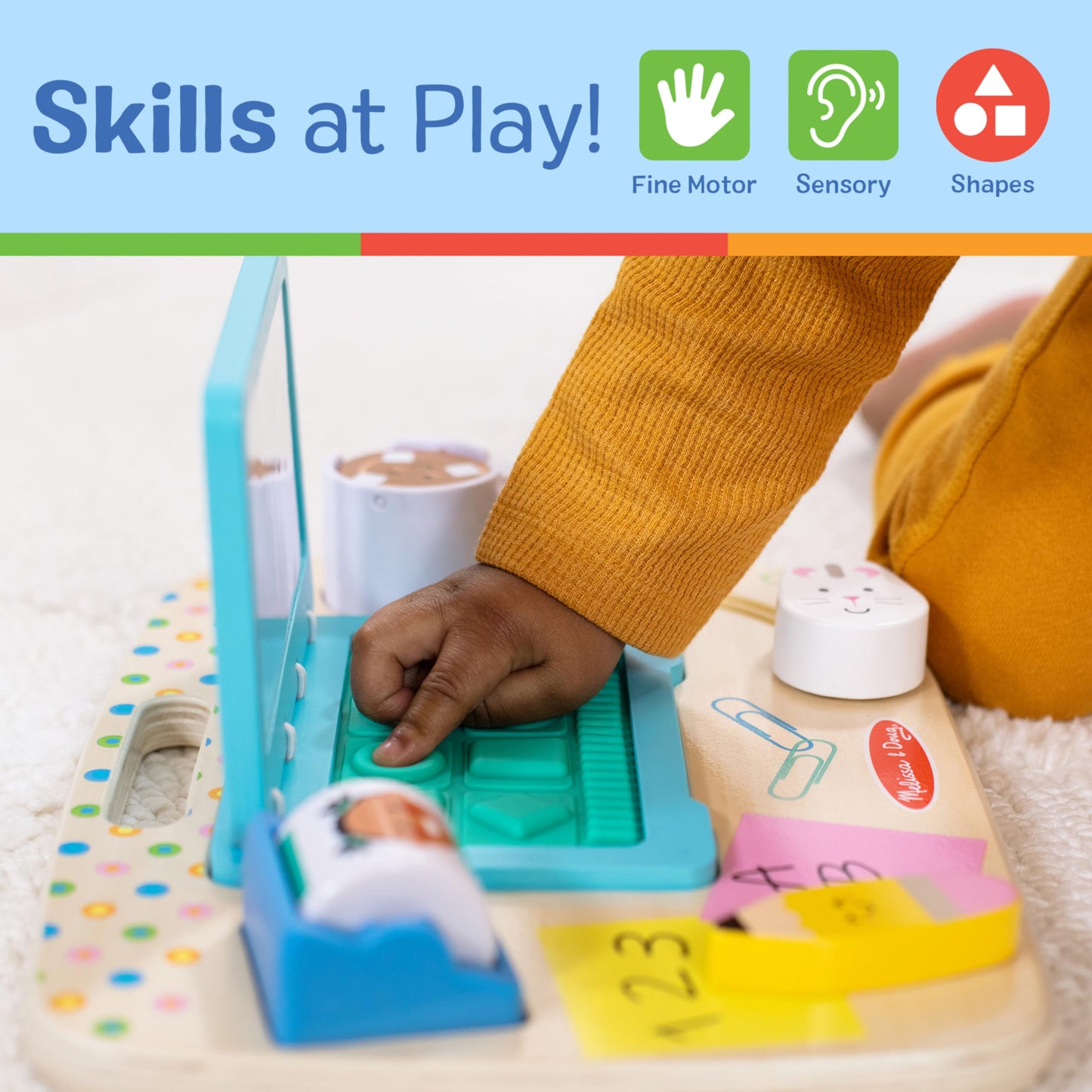 Melissa & Doug Wooden Work & Play Desktop Activity Board Infant and Toddler Sensory Toy - FSC-Certified